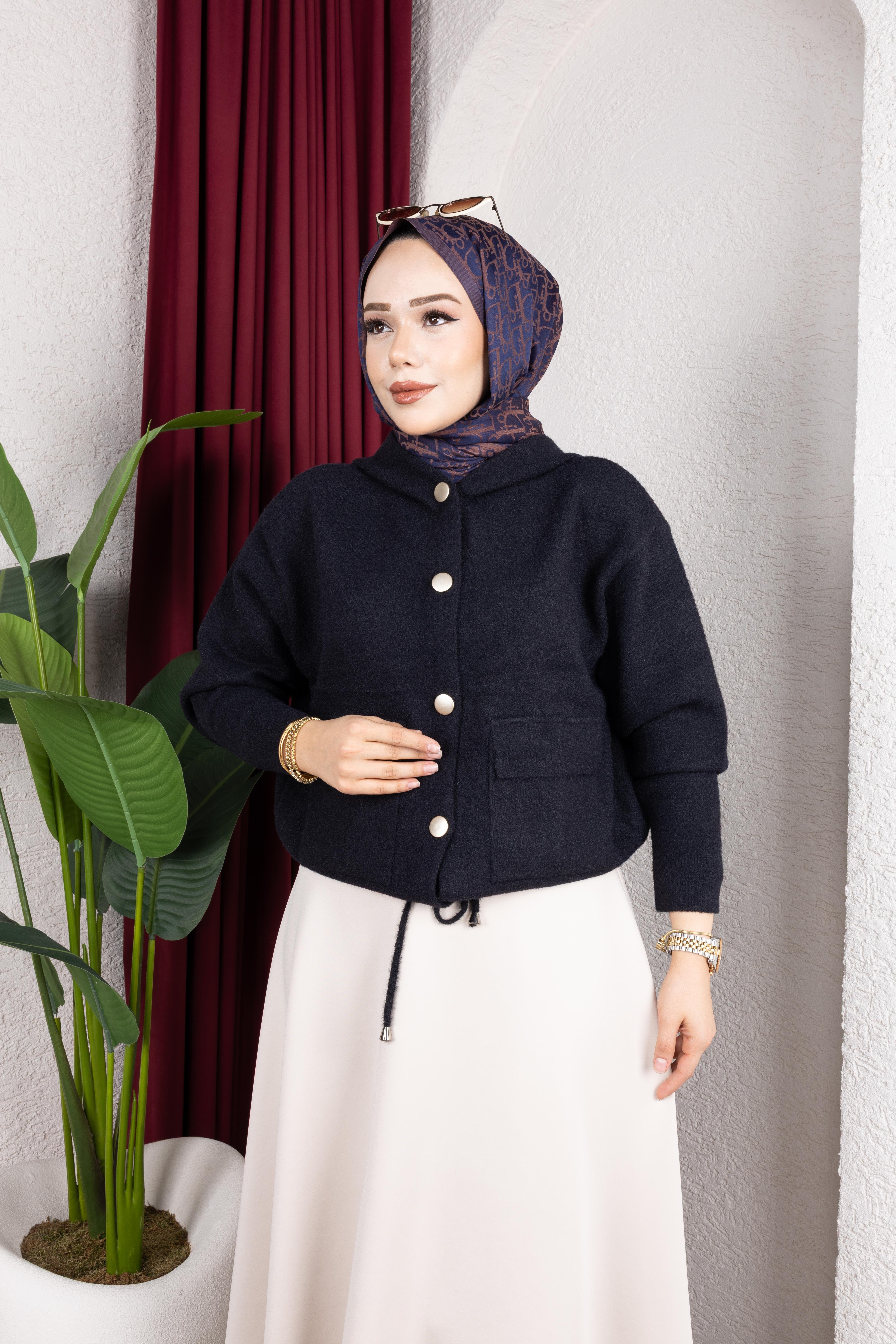 Düğmeli Hırka | Siyah