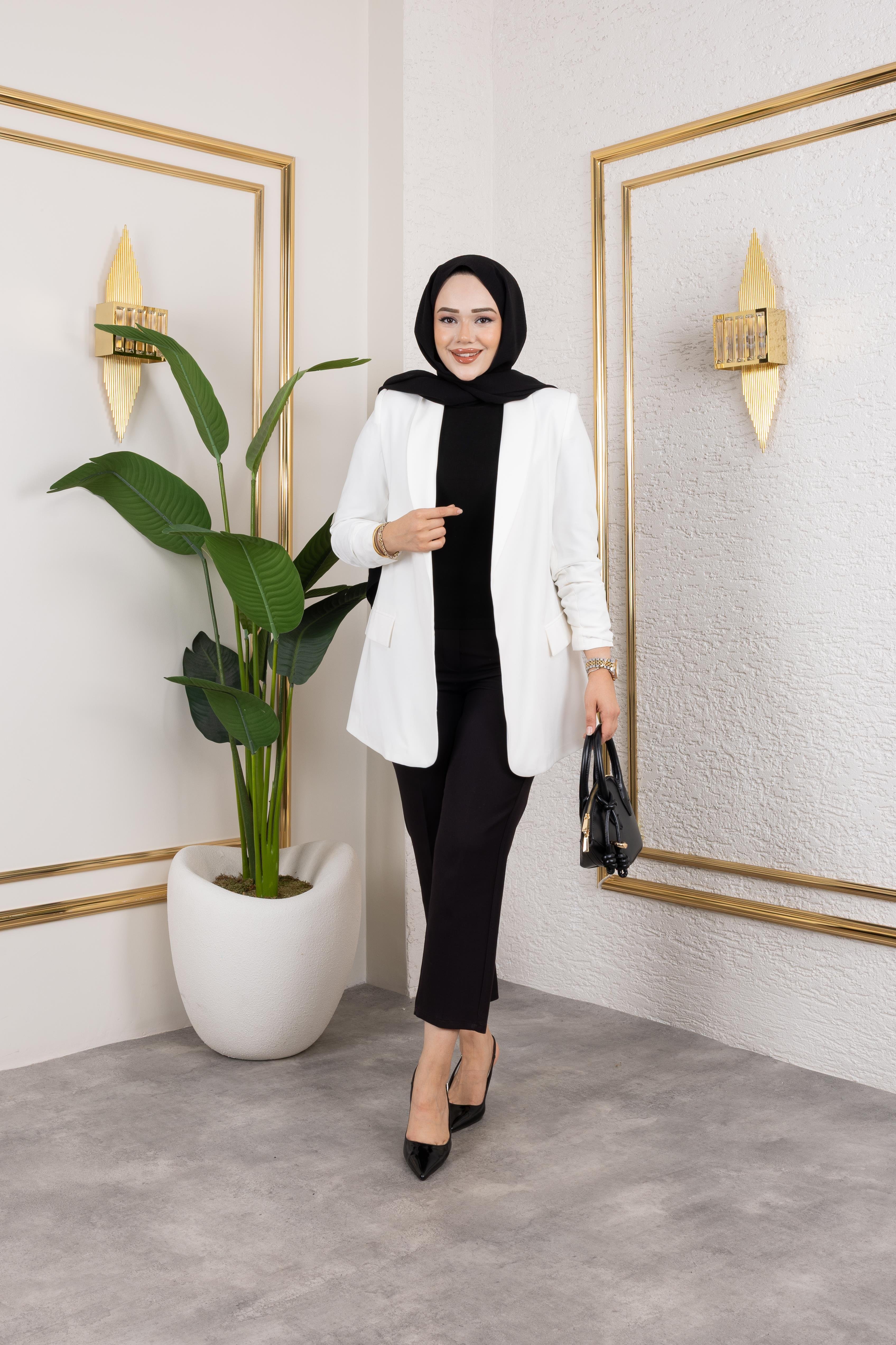 Duru Blazer Ceket Beyaz