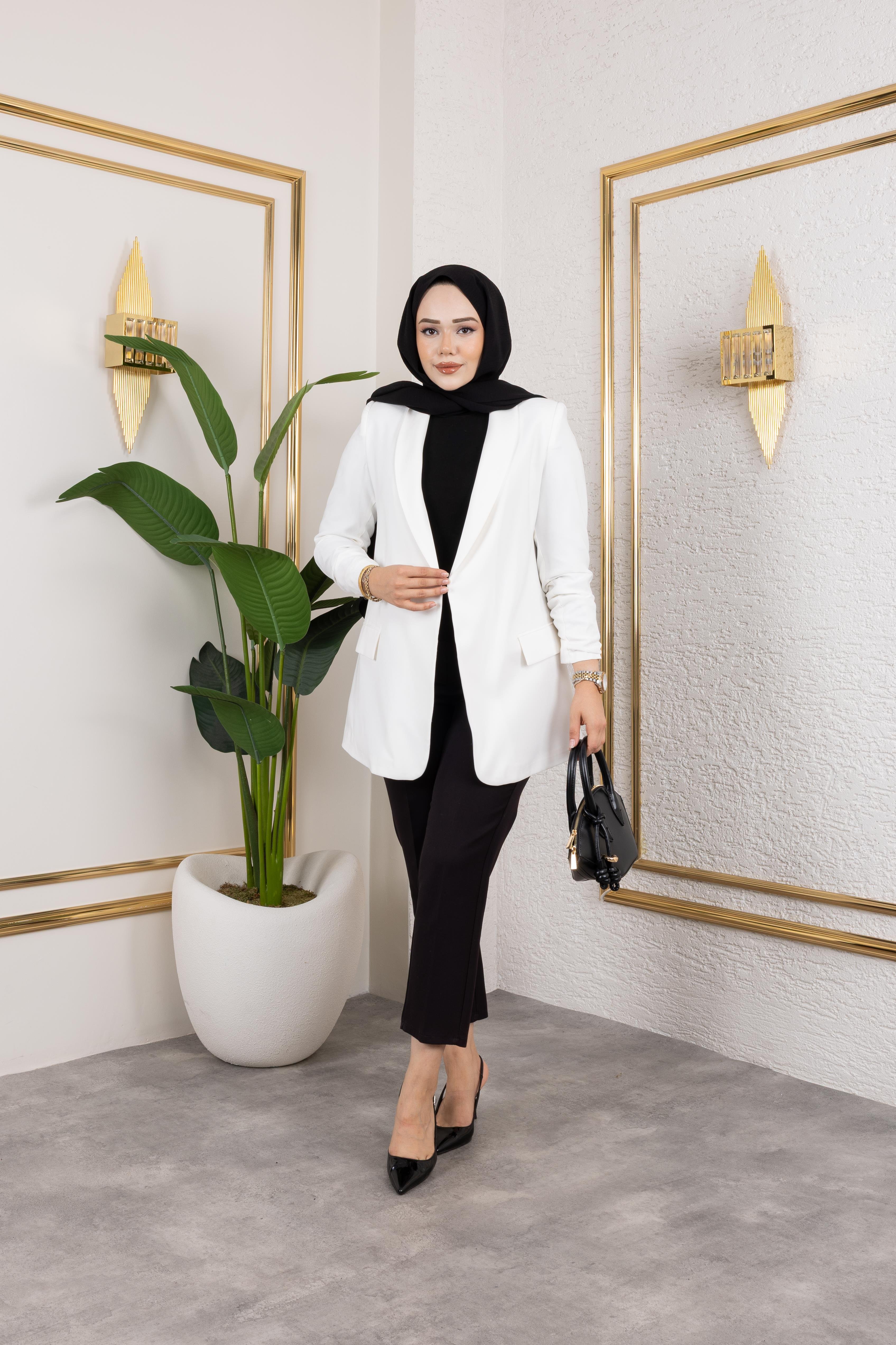 Duru Blazer Ceket Beyaz