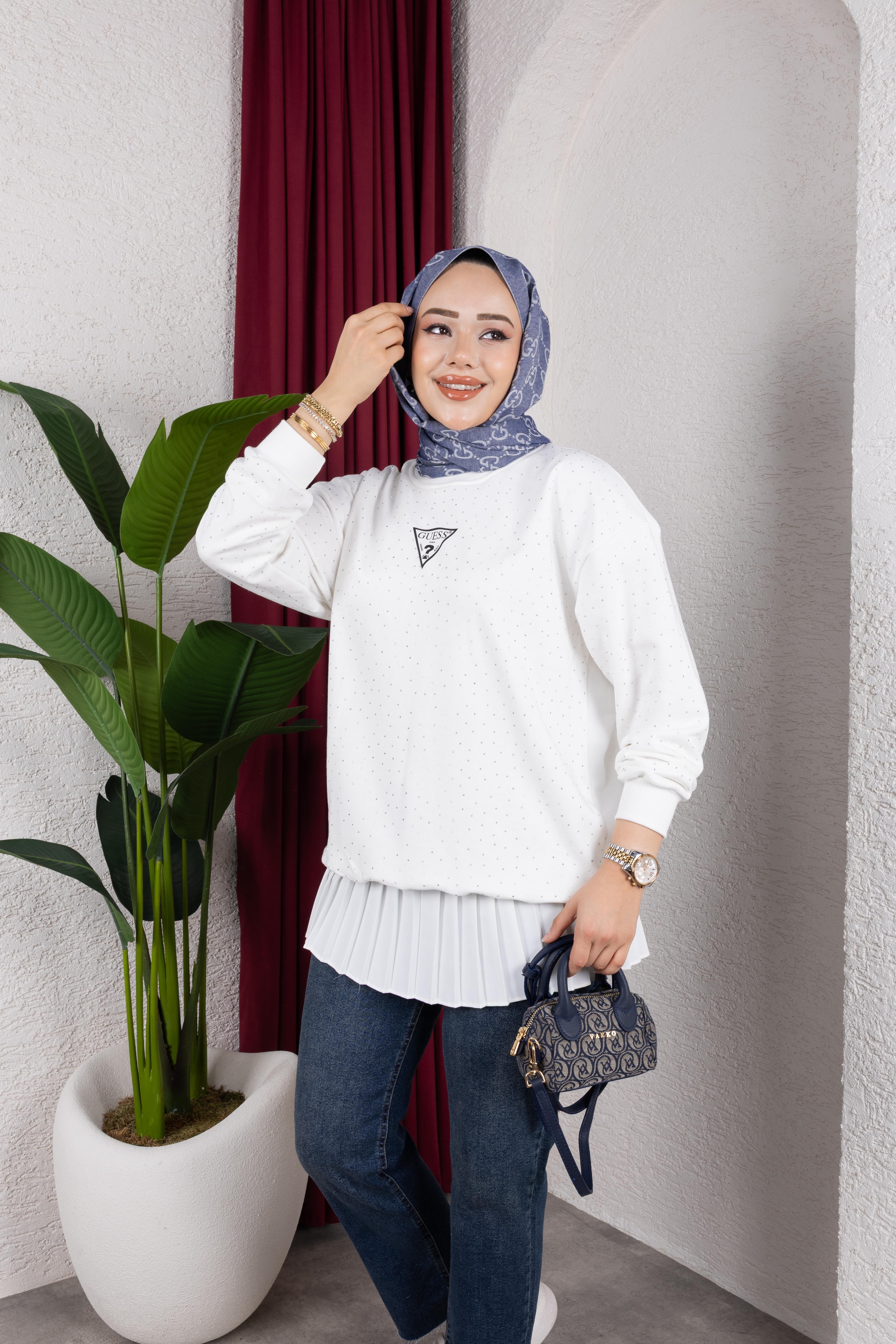 G*ess Taşlı Sweat | Beyaz