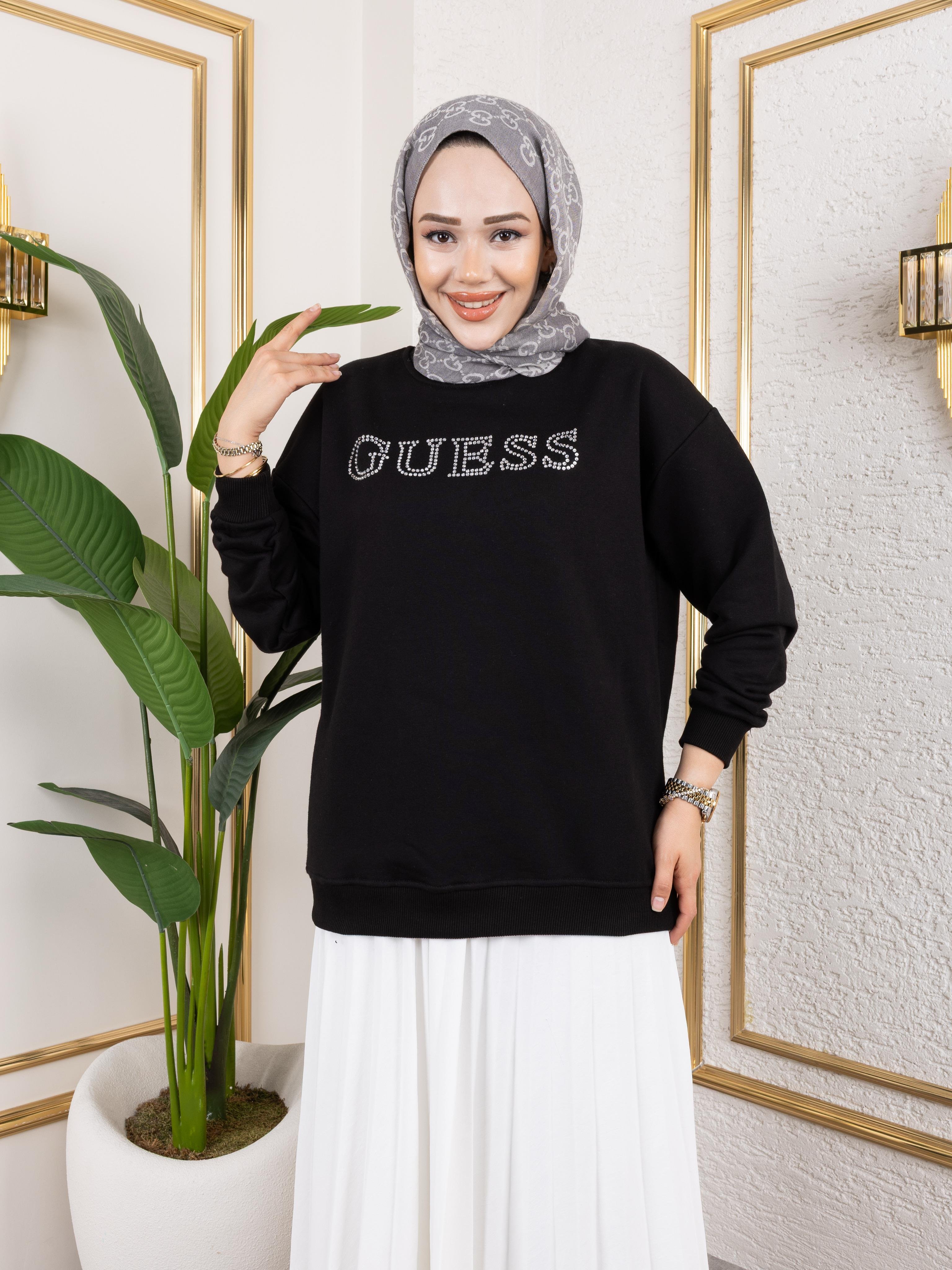 G*ess Yazılı Sweat | Siyah