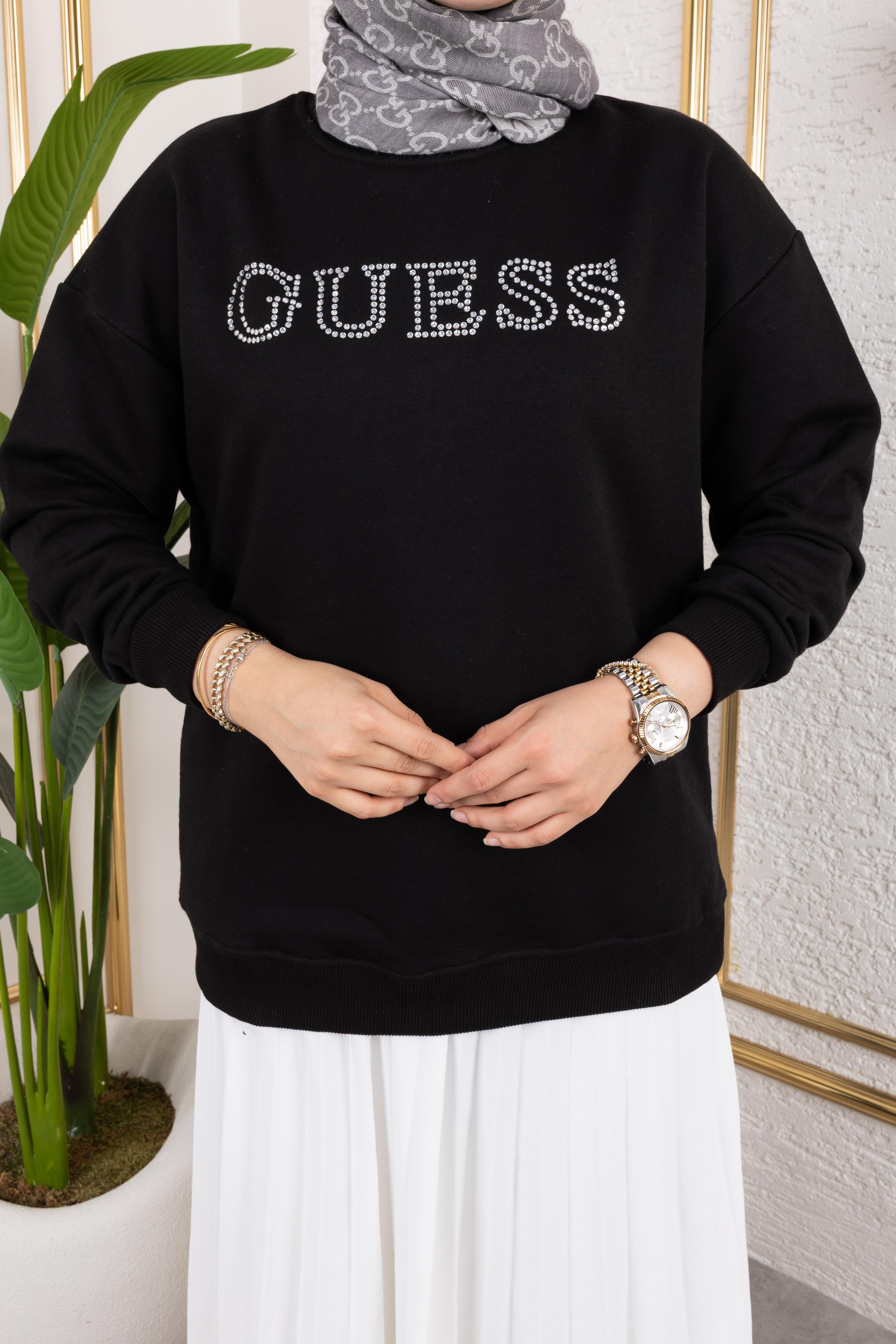 G*ess Yazılı Sweat | Siyah