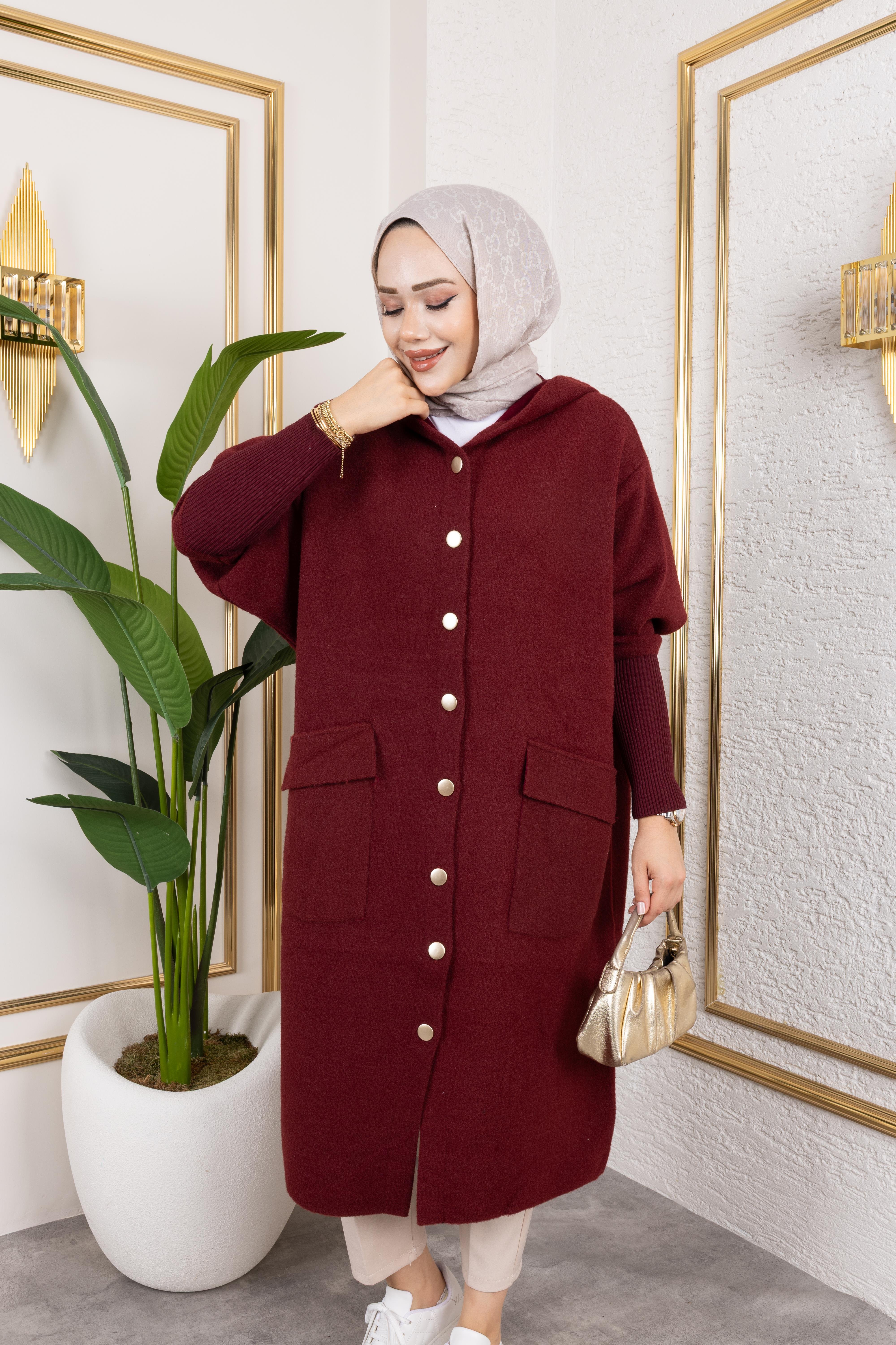 Kapüşonlu Yumoş Hırka | Bordo