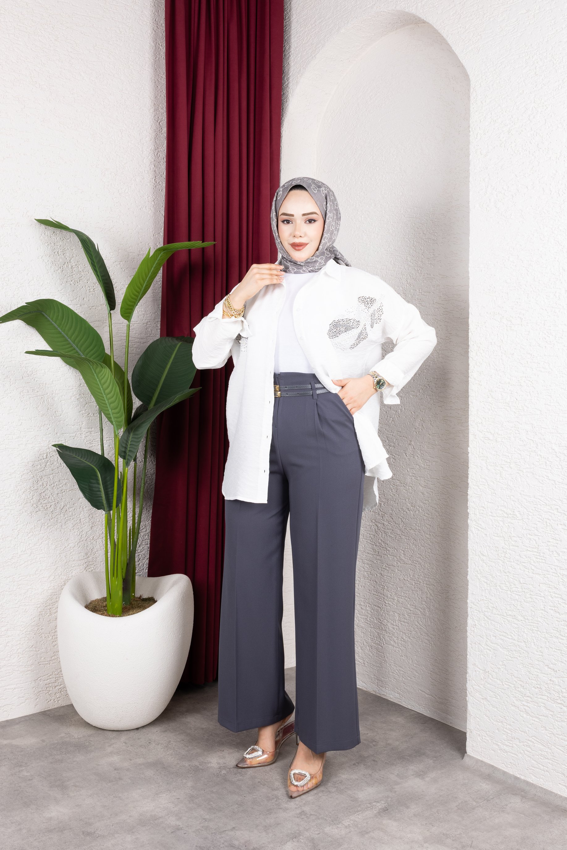 Kemerli Pantolon | Antrasit