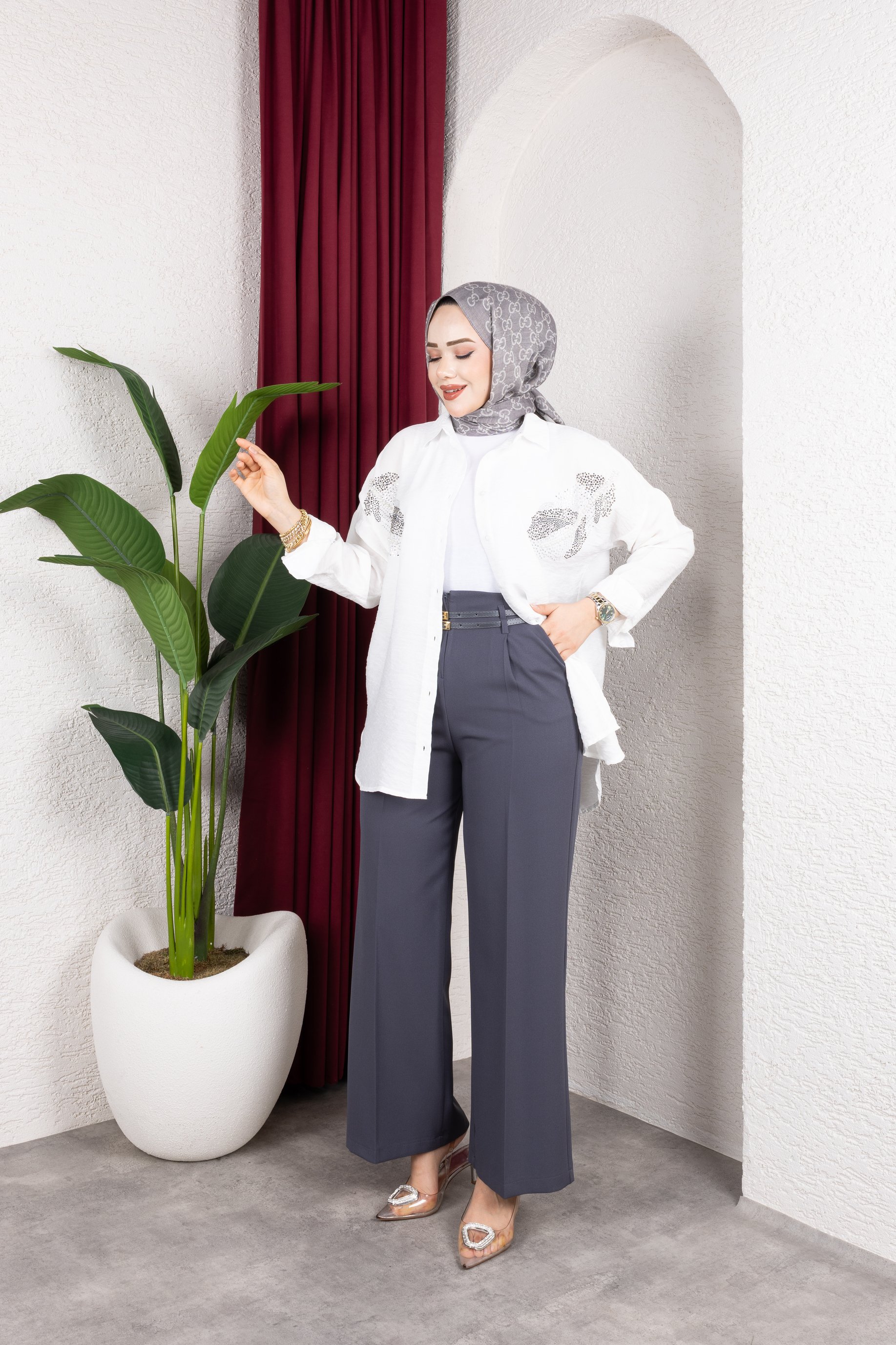 Kemerli Pantolon | Antrasit