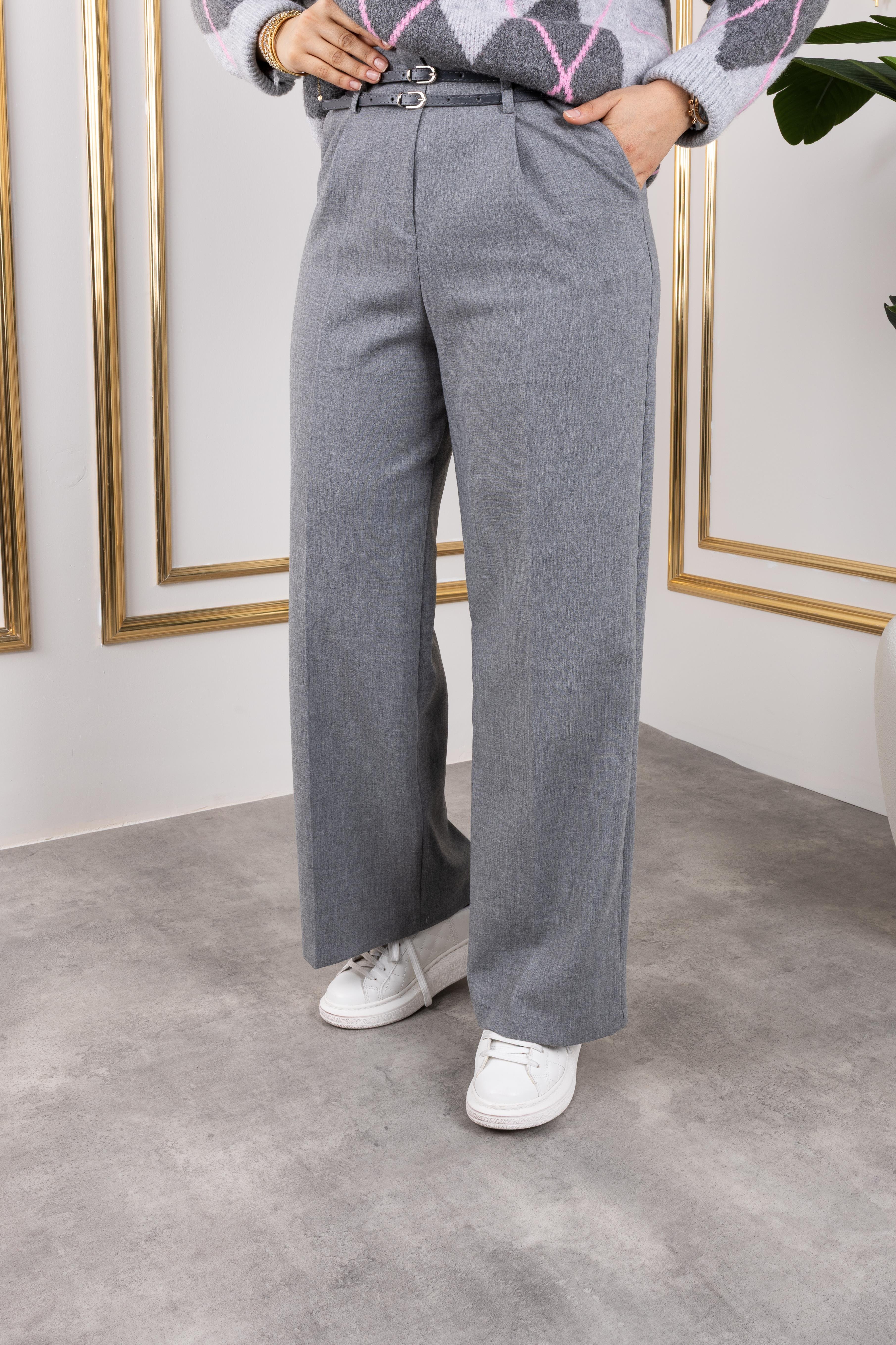 Kemerli Pantolon | Gri