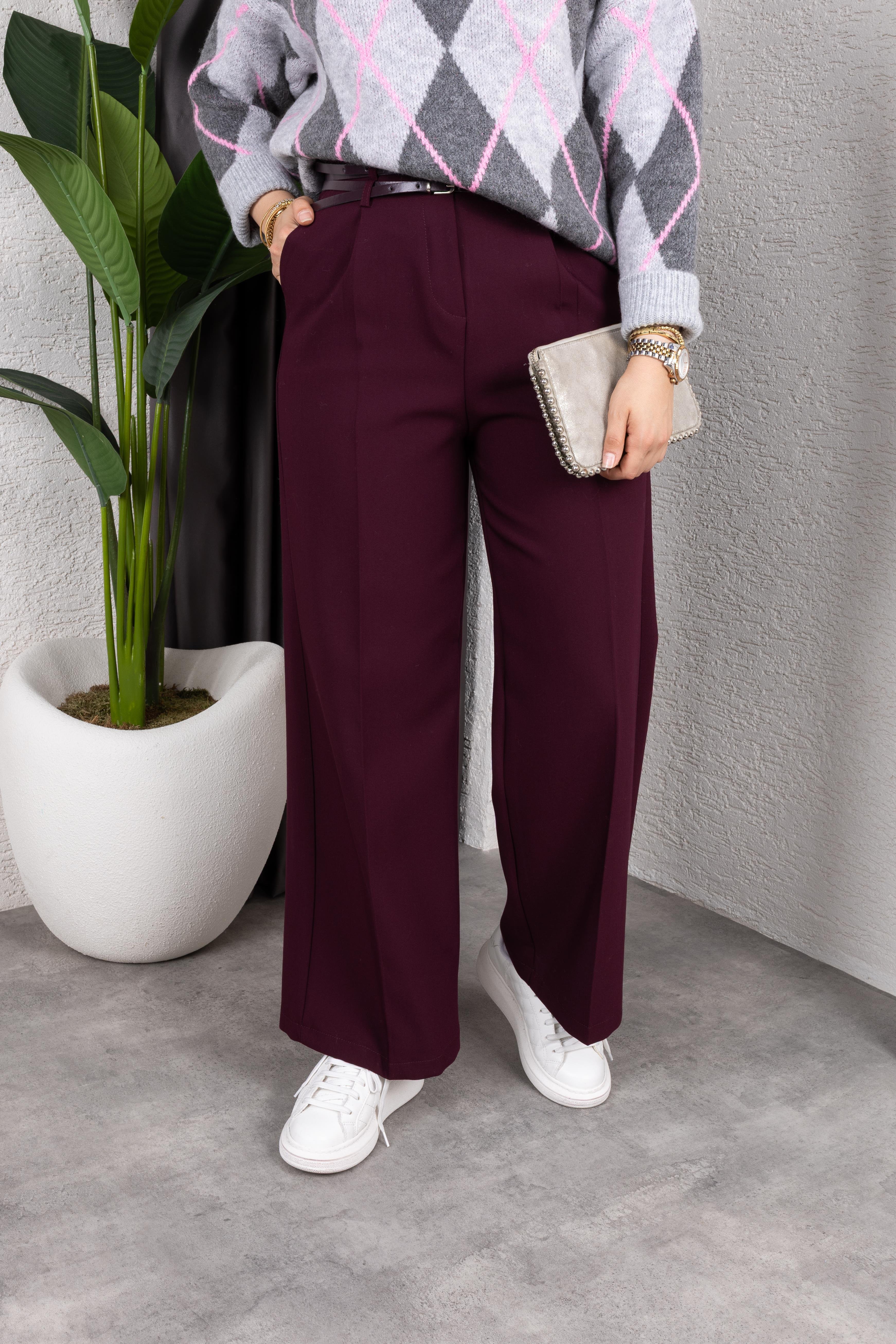 Kemerli Pantolon | Mürdüm