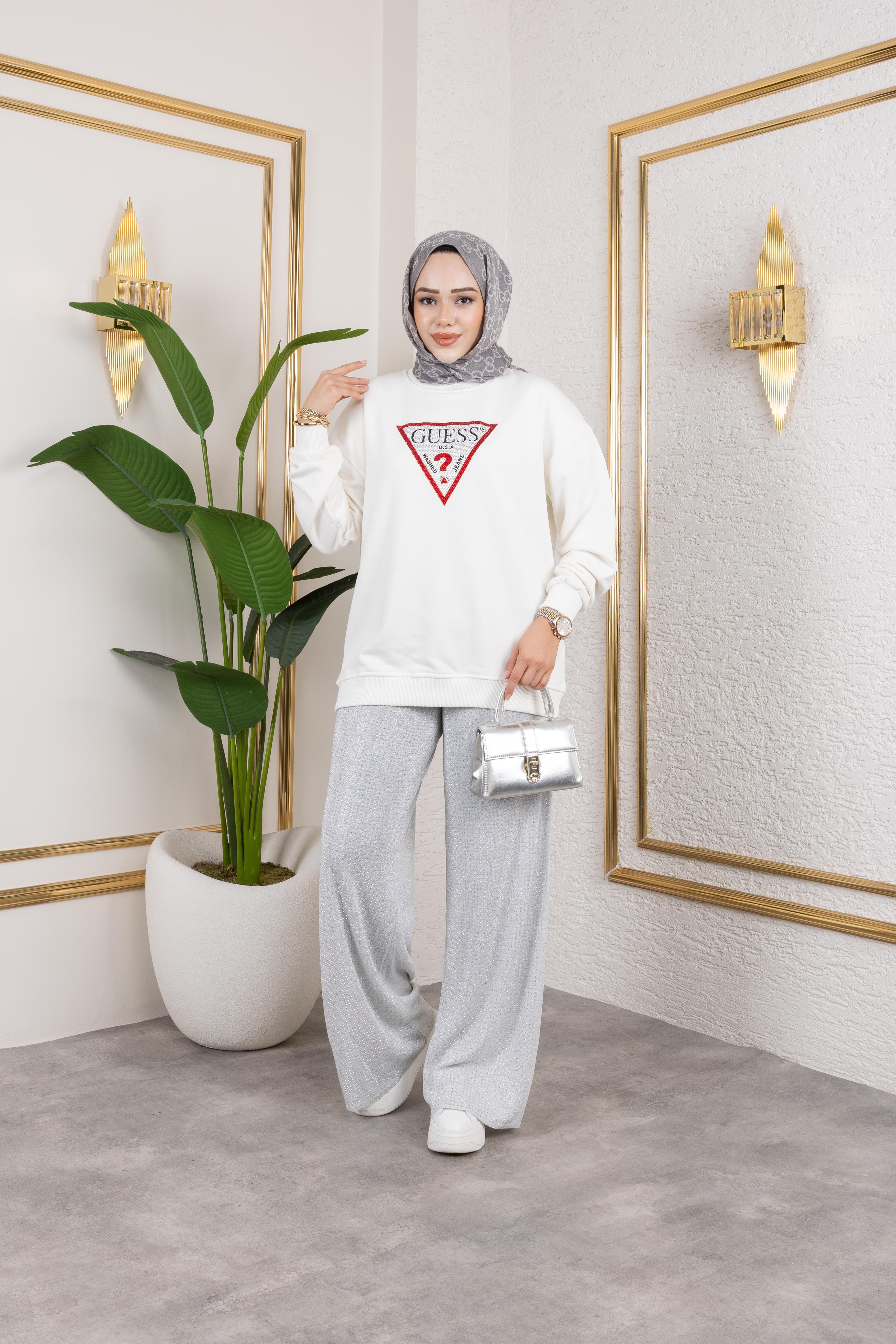 Kırmızı Taşlı Sweat