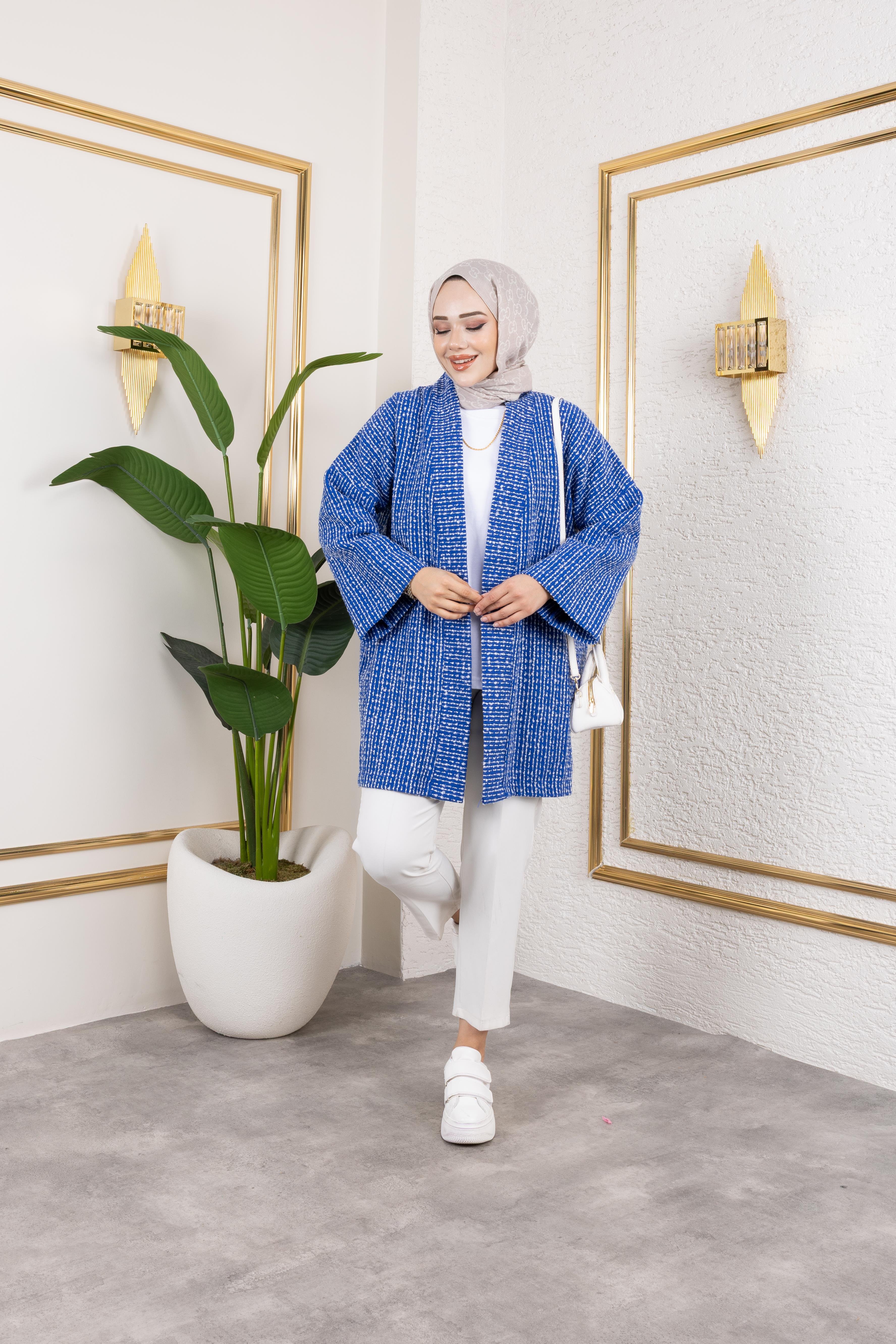 Mavi Kırçıllı Kimono