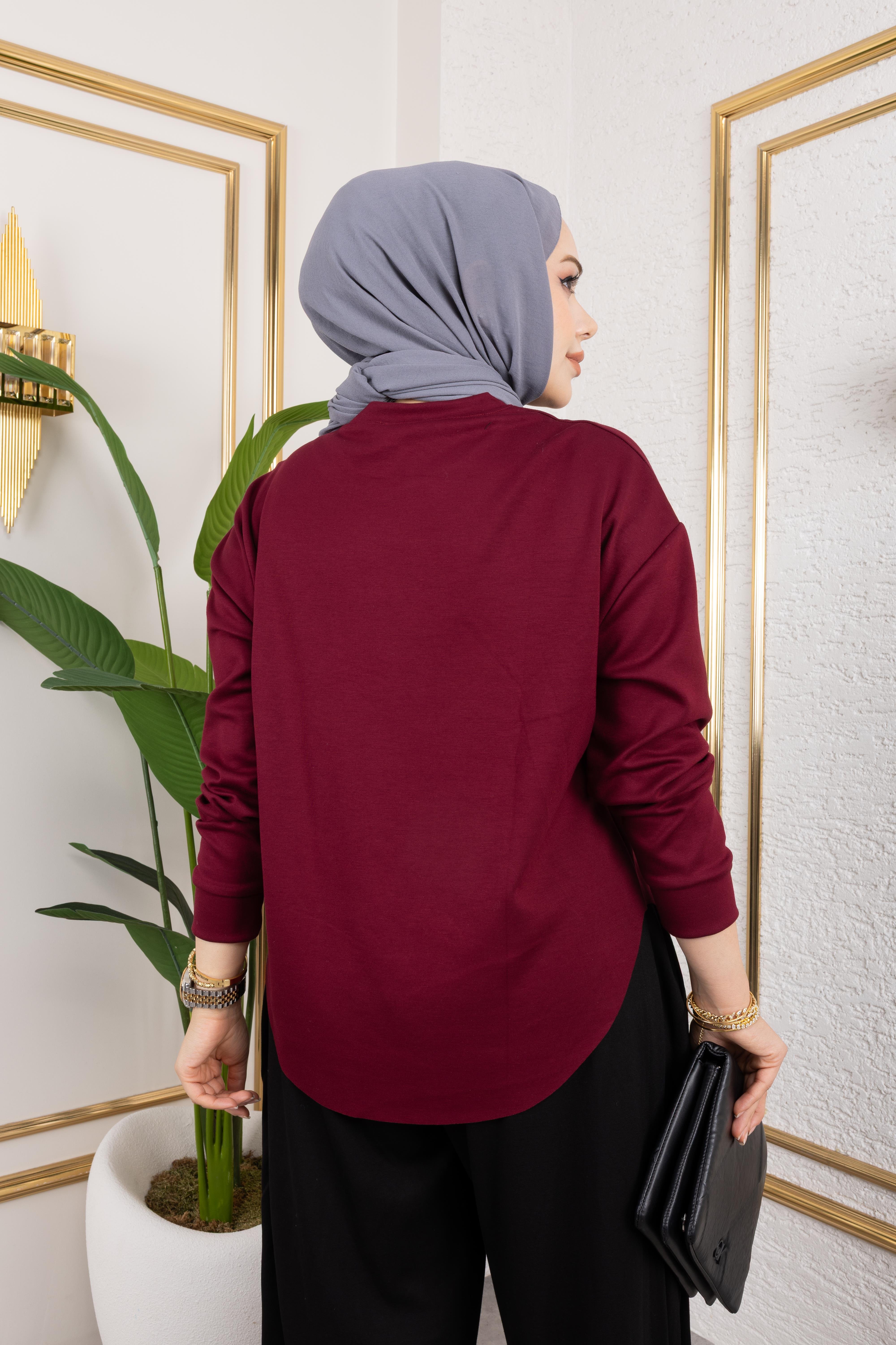 Modal Kumaş Sweat | Bordo