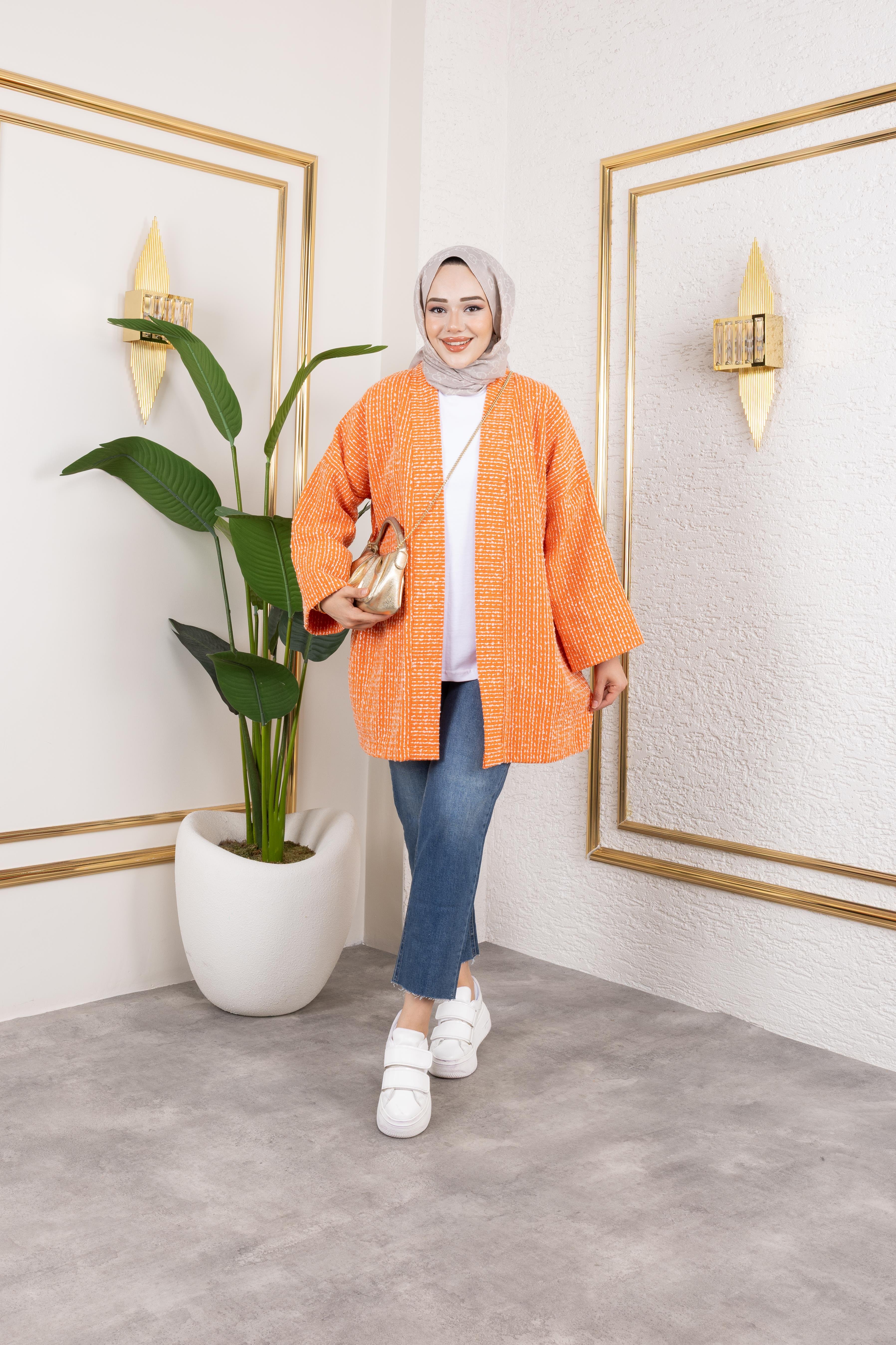 Orange Kırçıllı Kimono
