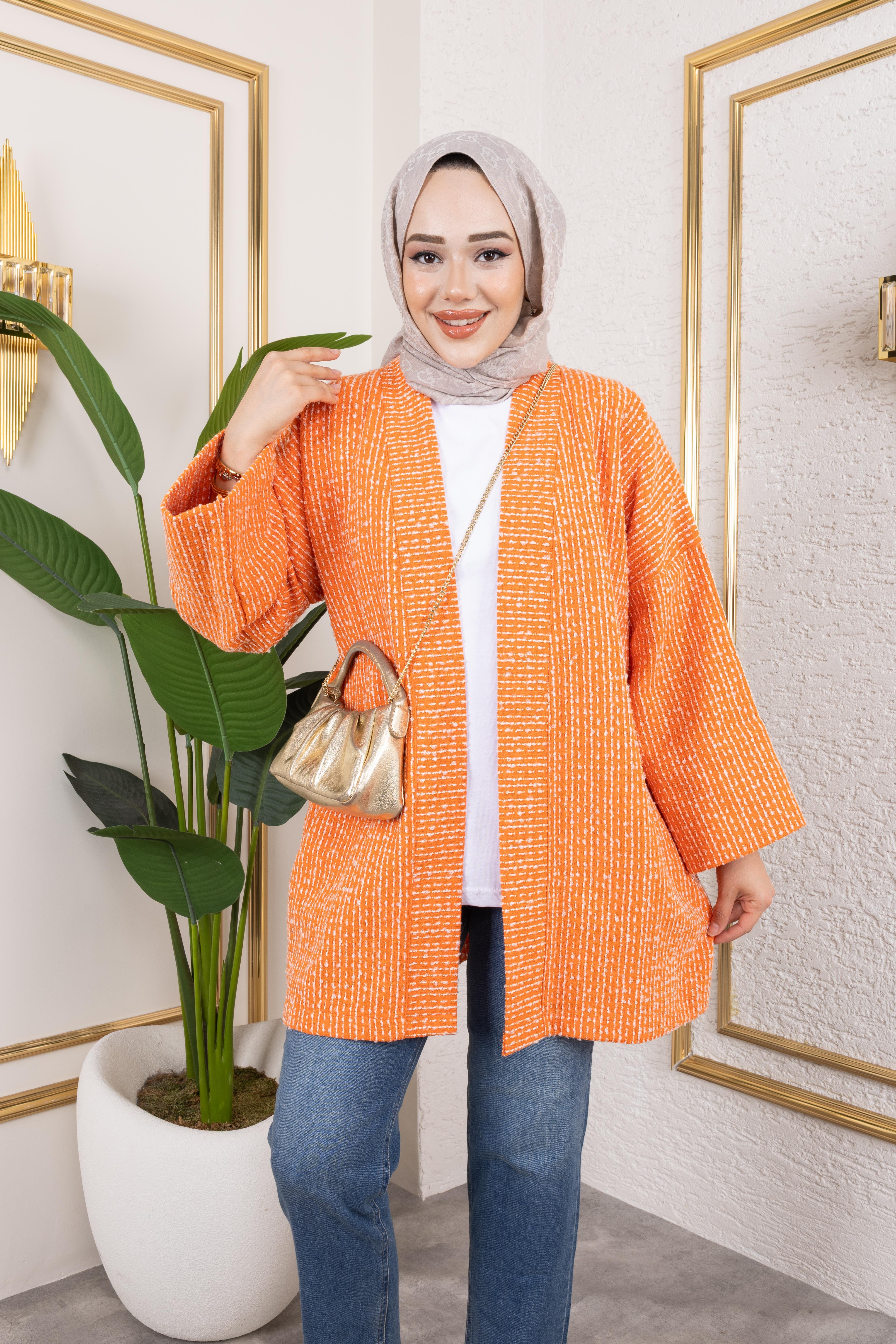 Orange Kırçıllı Kimono