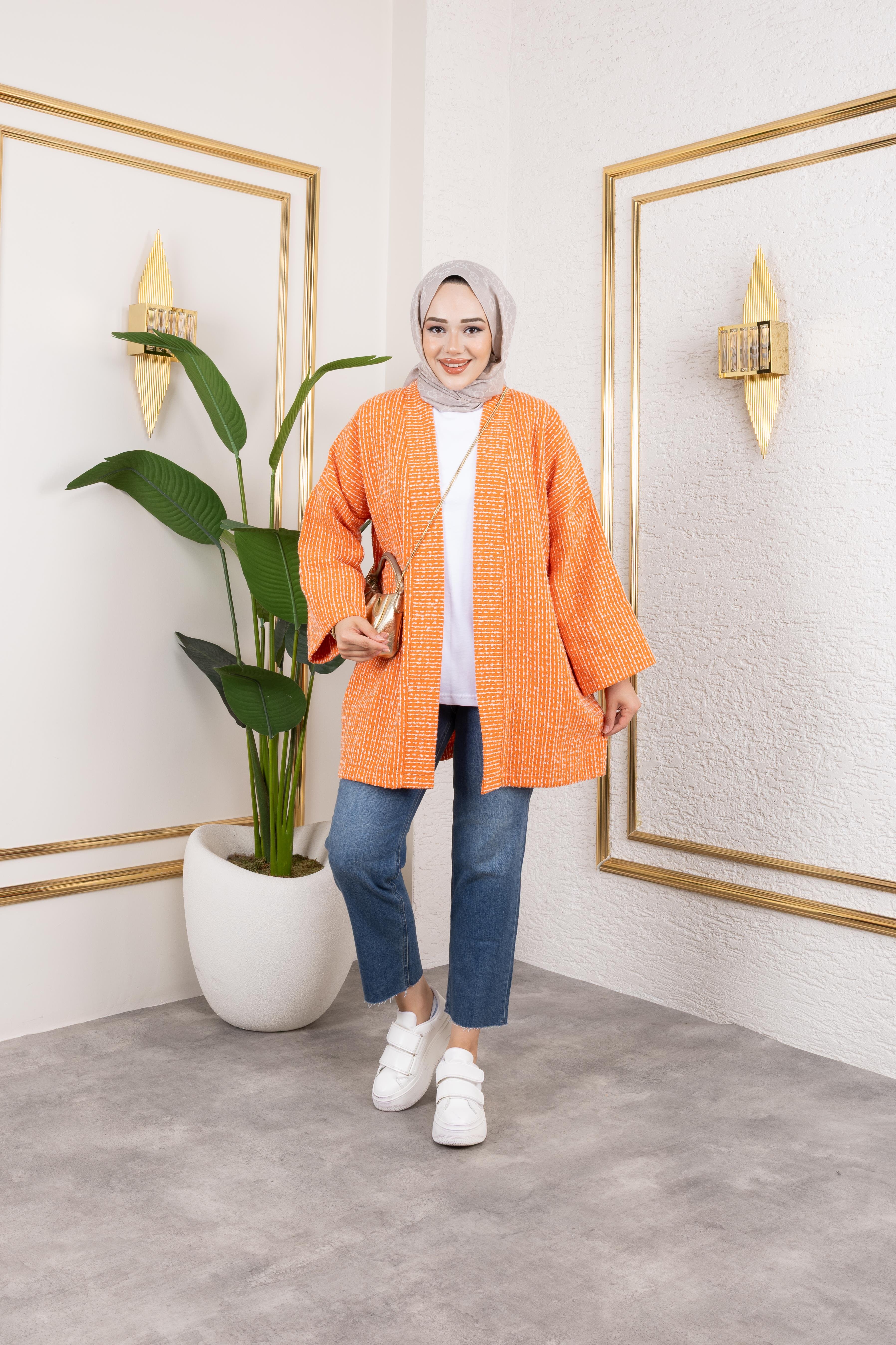 Orange Kırçıllı Kimono