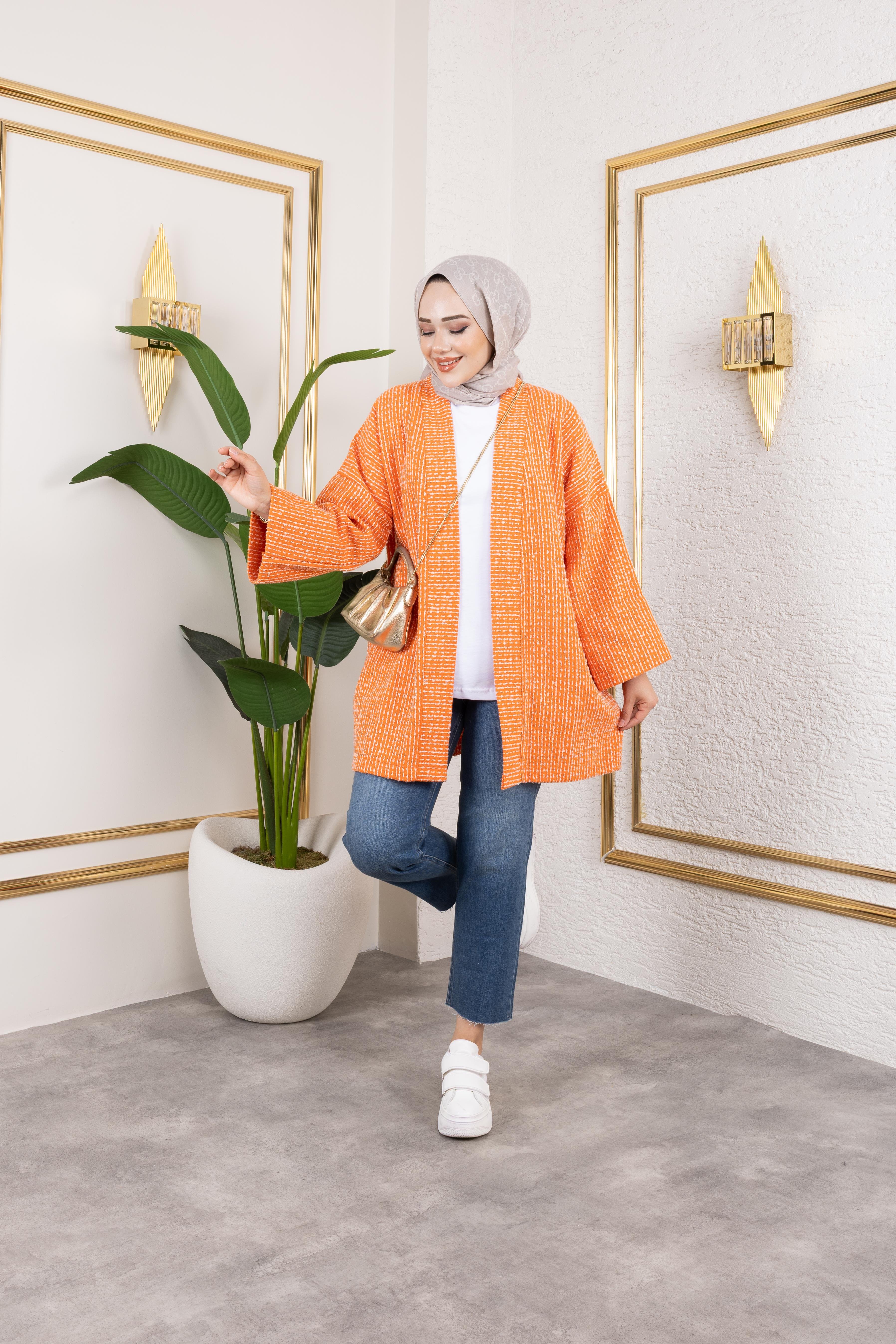 Orange Kırçıllı Kimono
