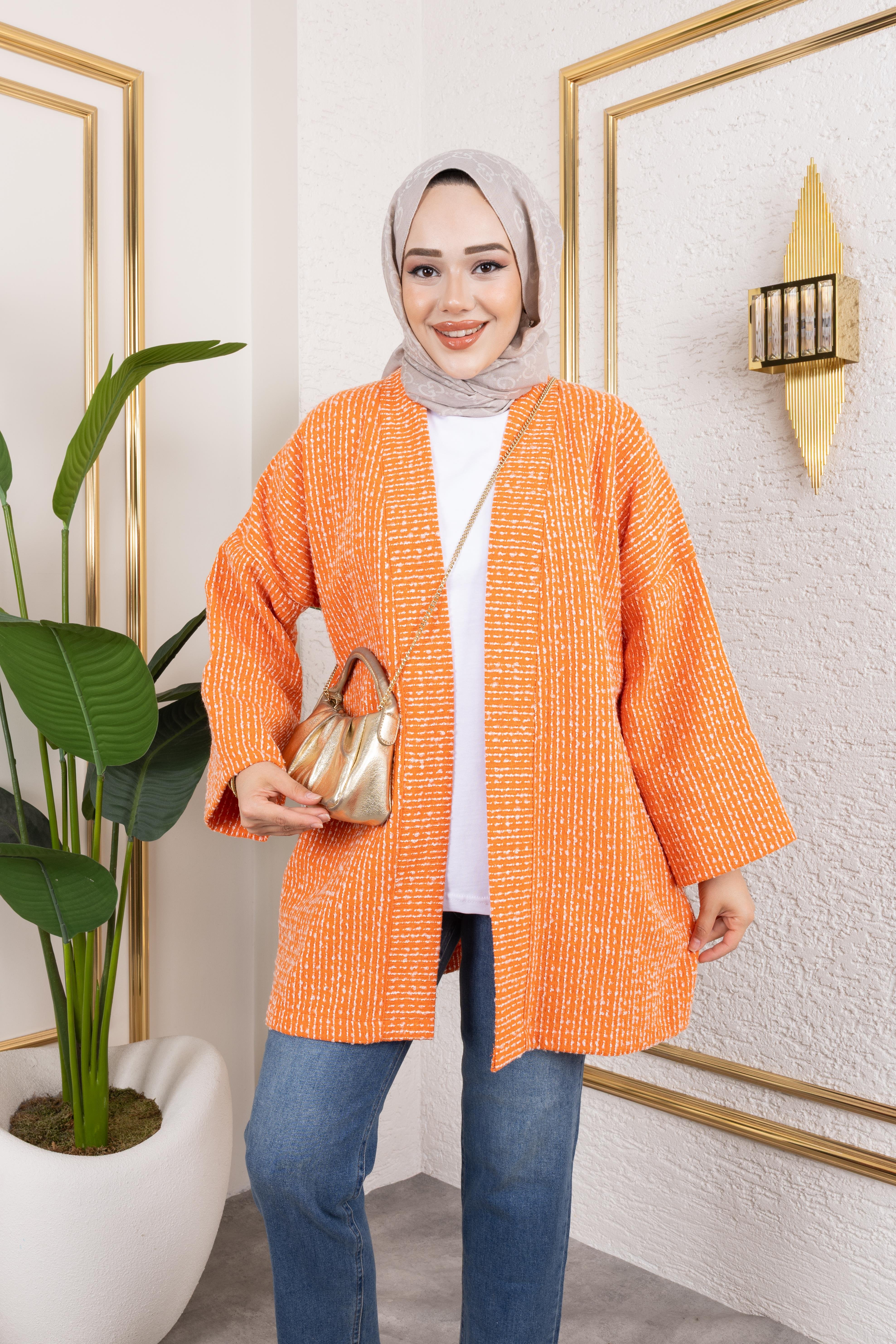 Orange Kırçıllı Kimono