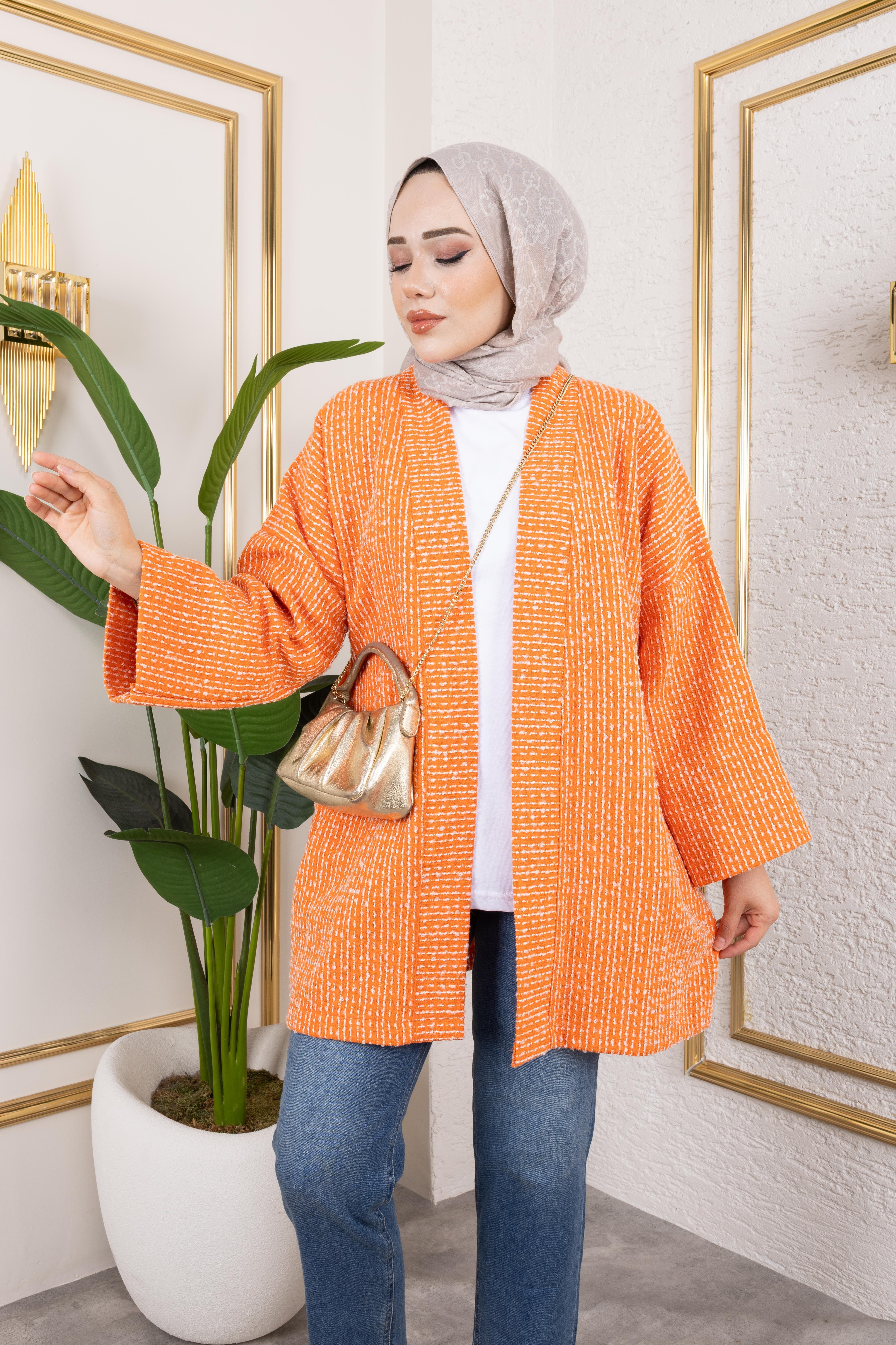 Orange Kırçıllı Kimono