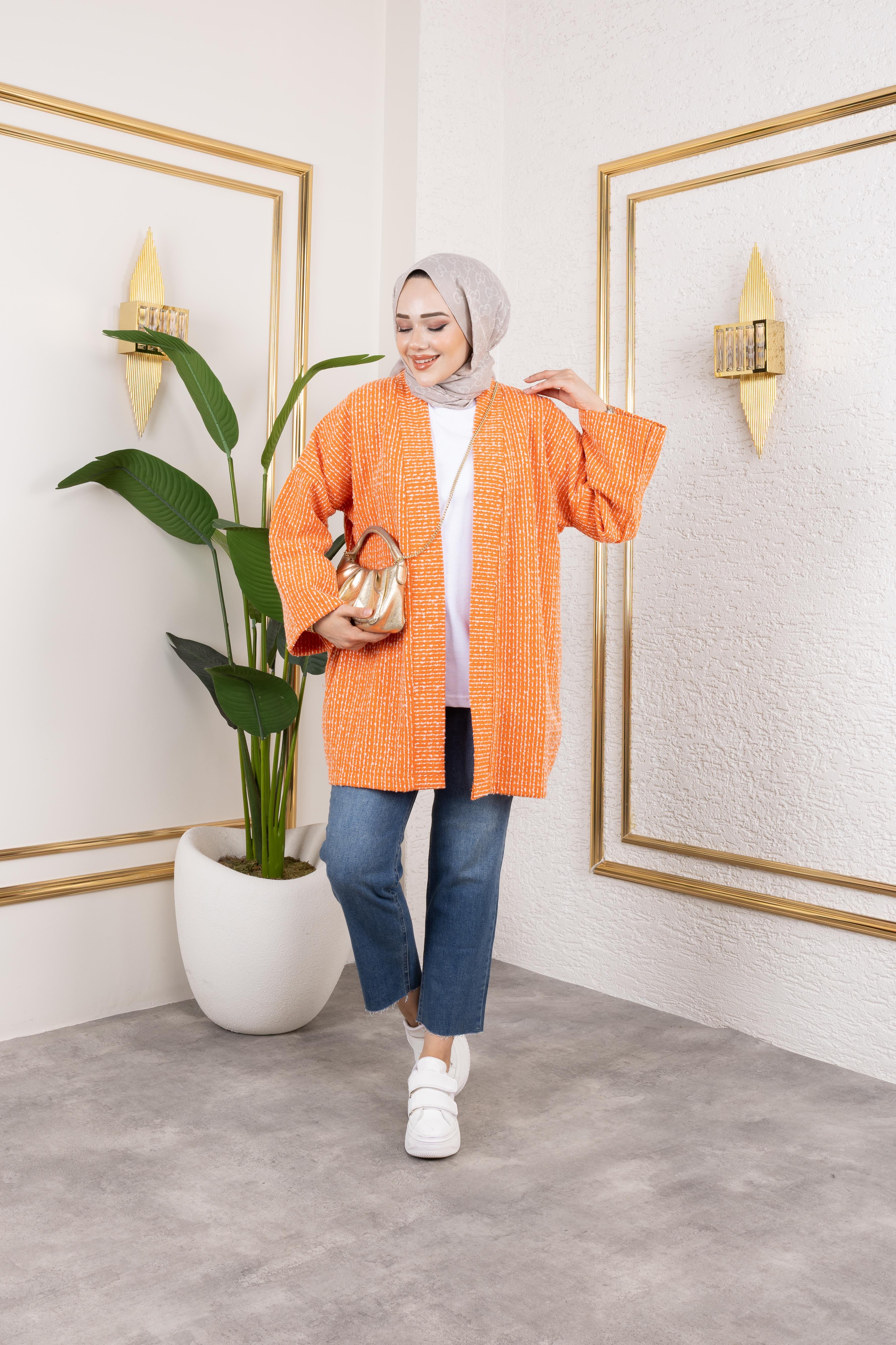 Orange Kırçıllı Kimono