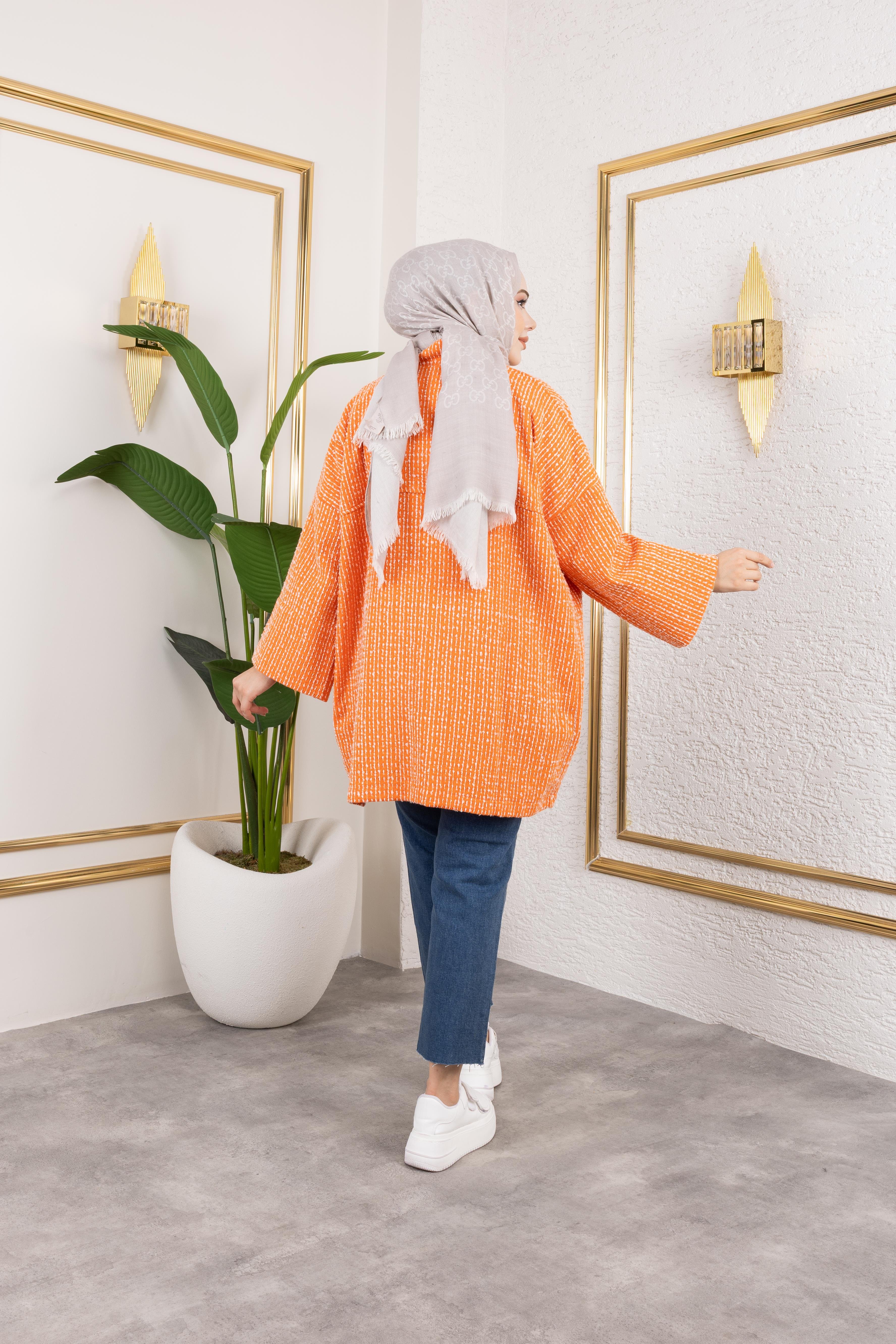 Orange Kırçıllı Kimono