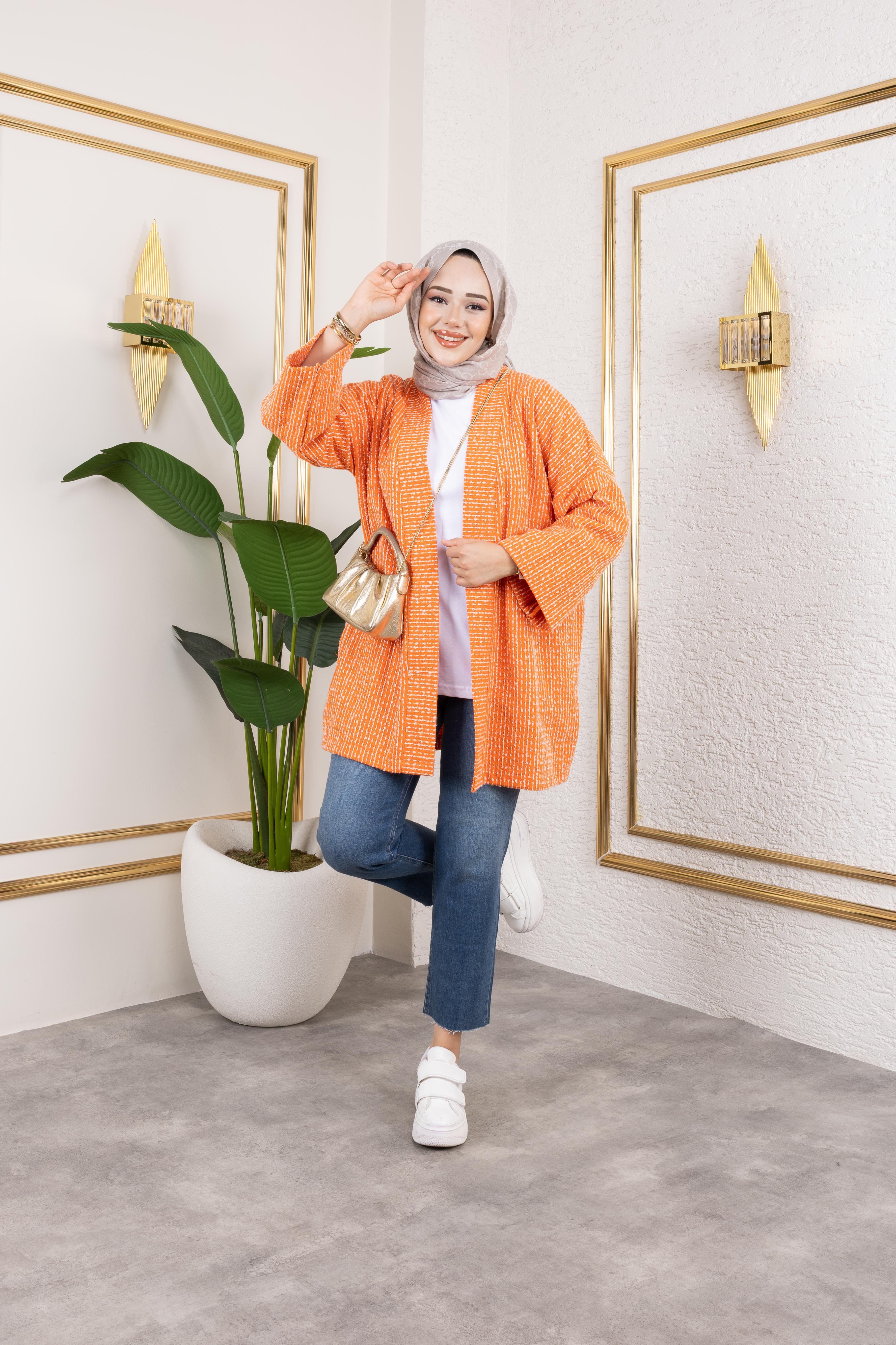Orange Kırçıllı Kimono