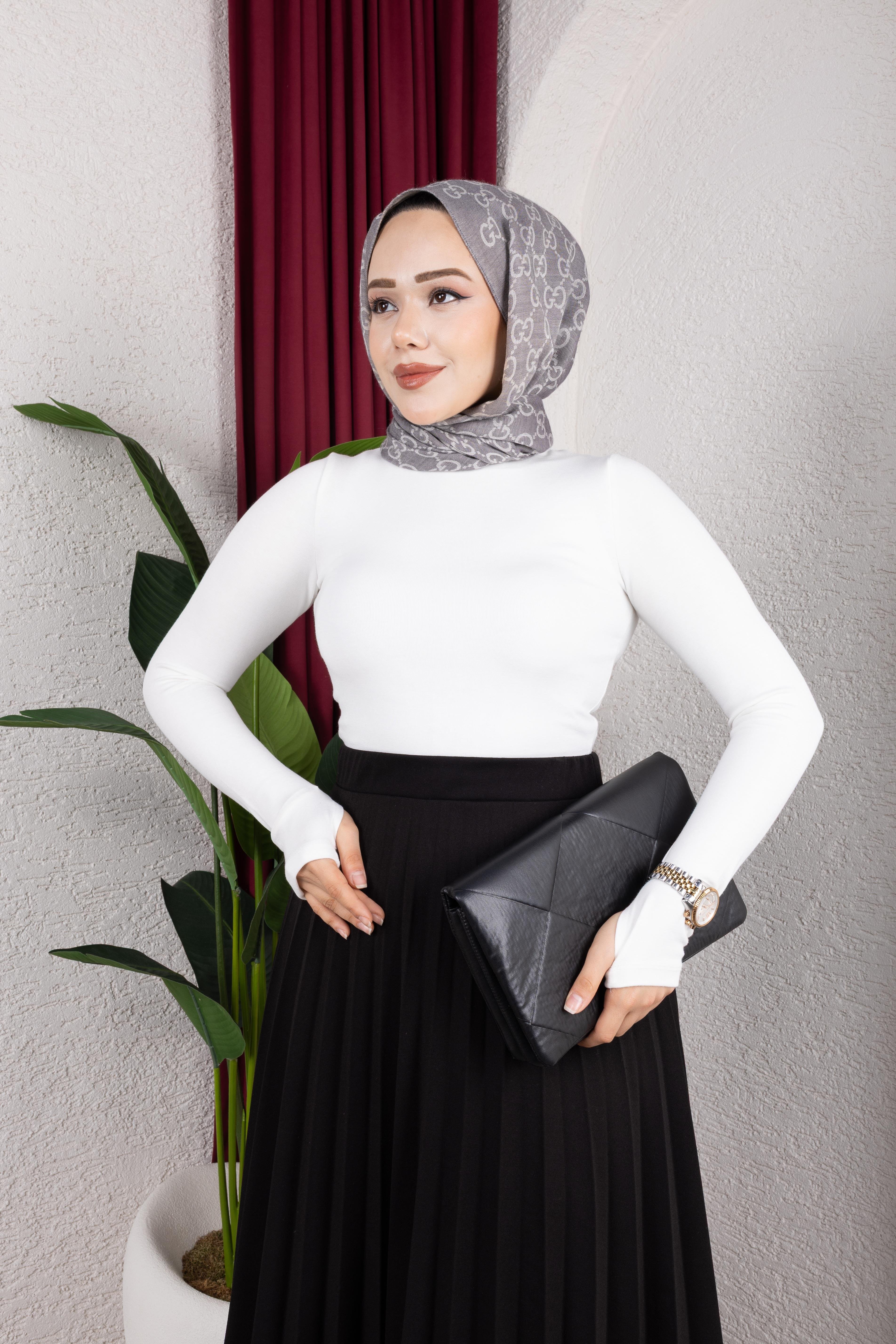 Parmak Geçmeli Body | Beyaz