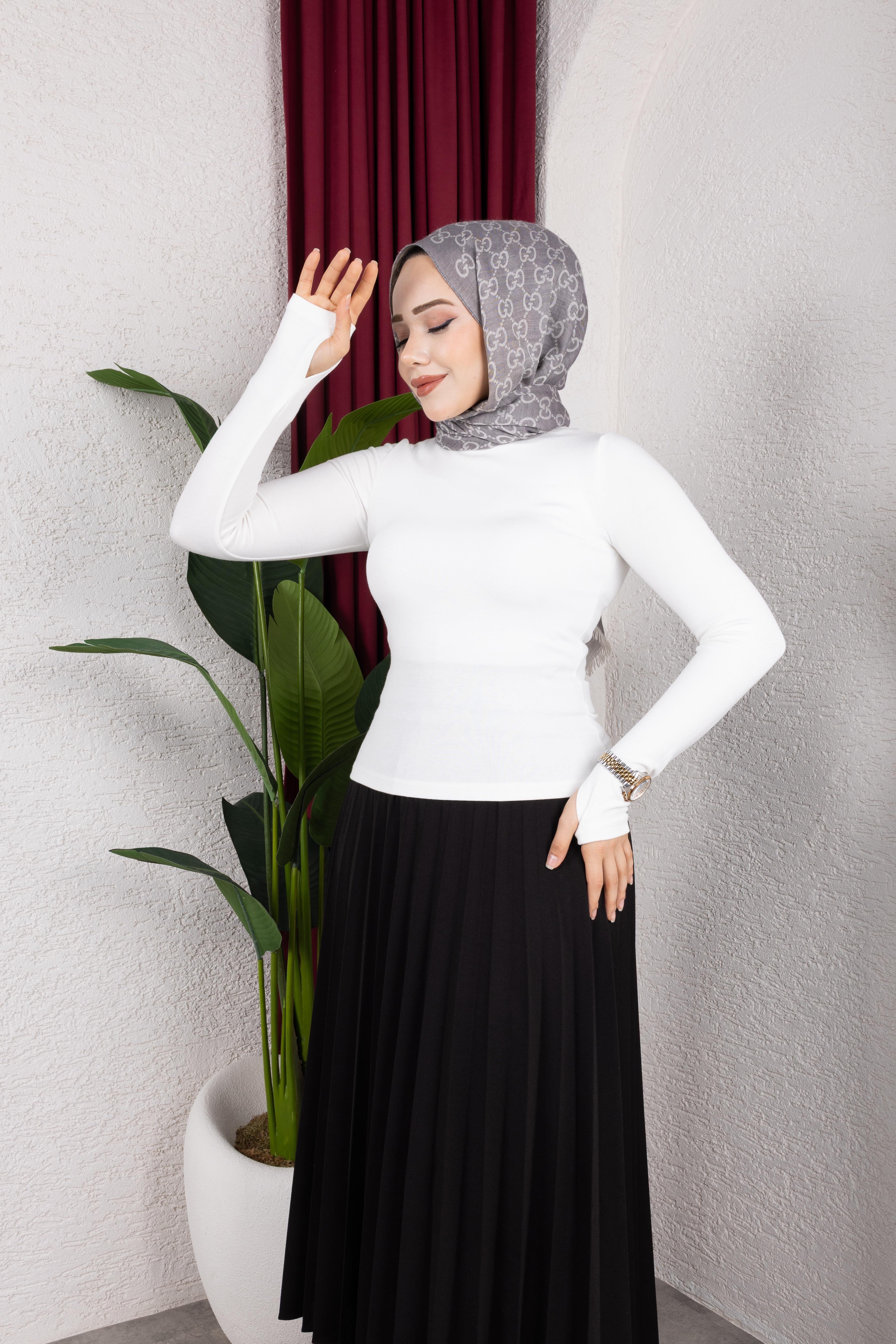 Parmak Geçmeli Body | Beyaz