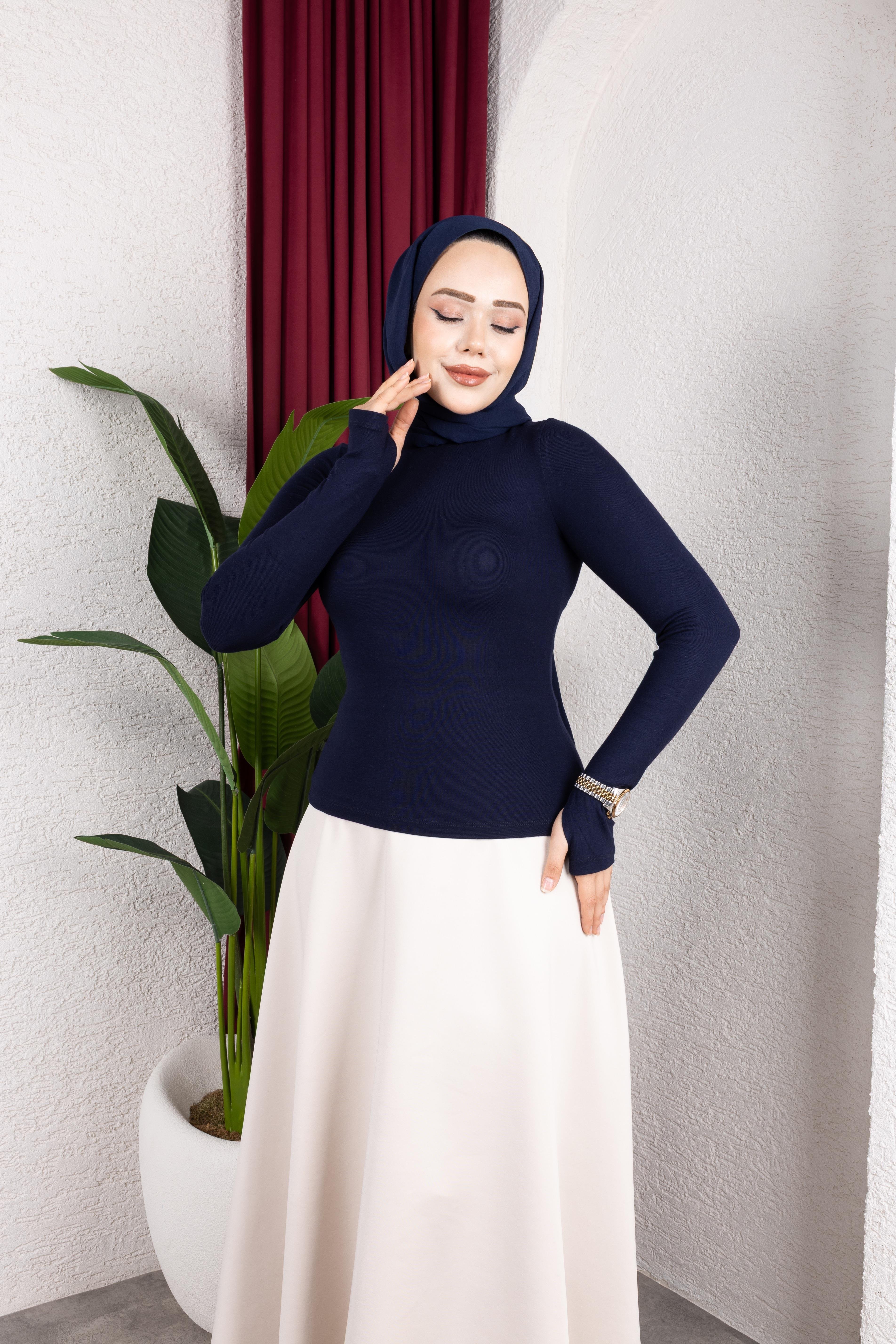 Parmak Geçmeli Body | Lacivert