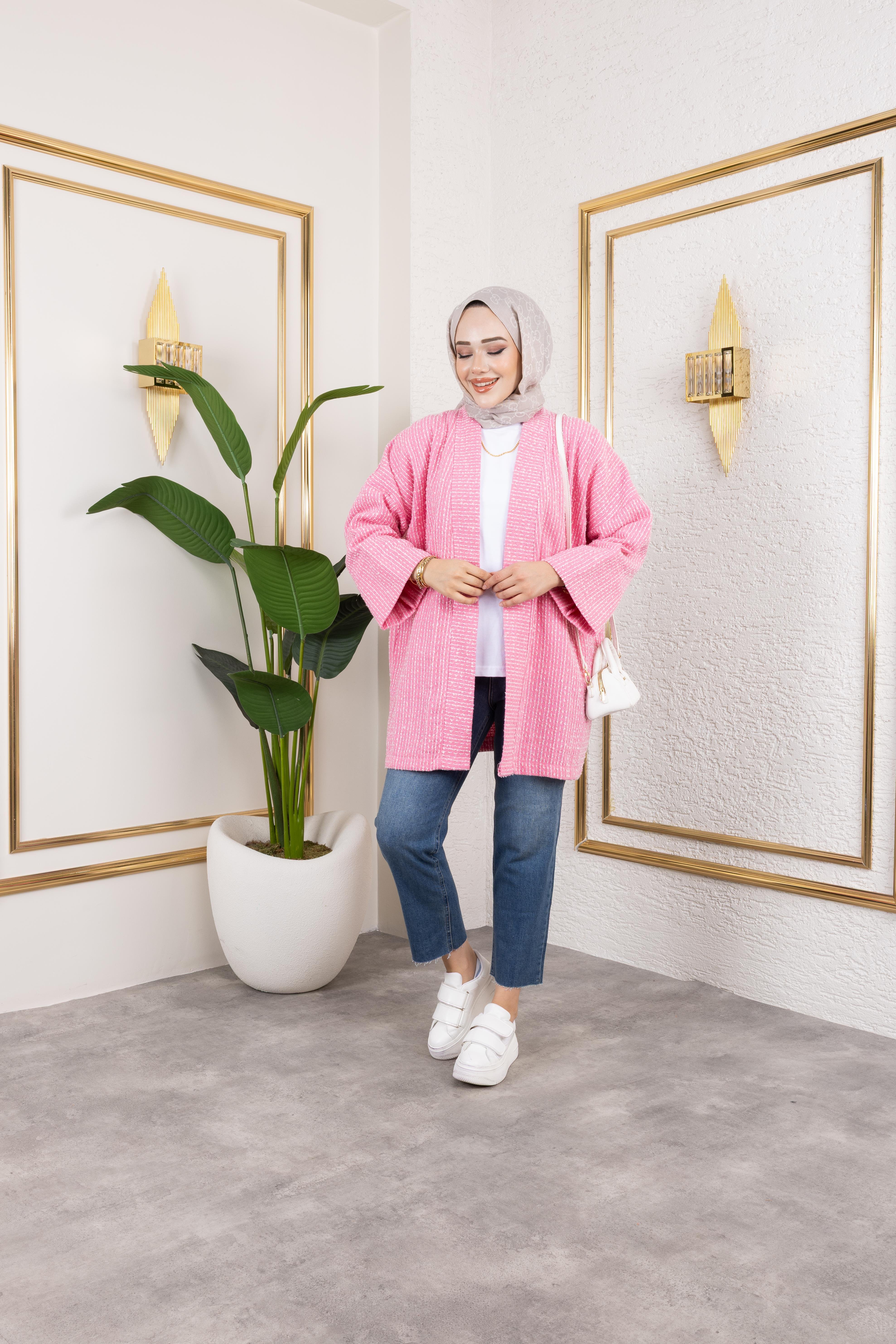 Pembe Kırçıllı Kimono