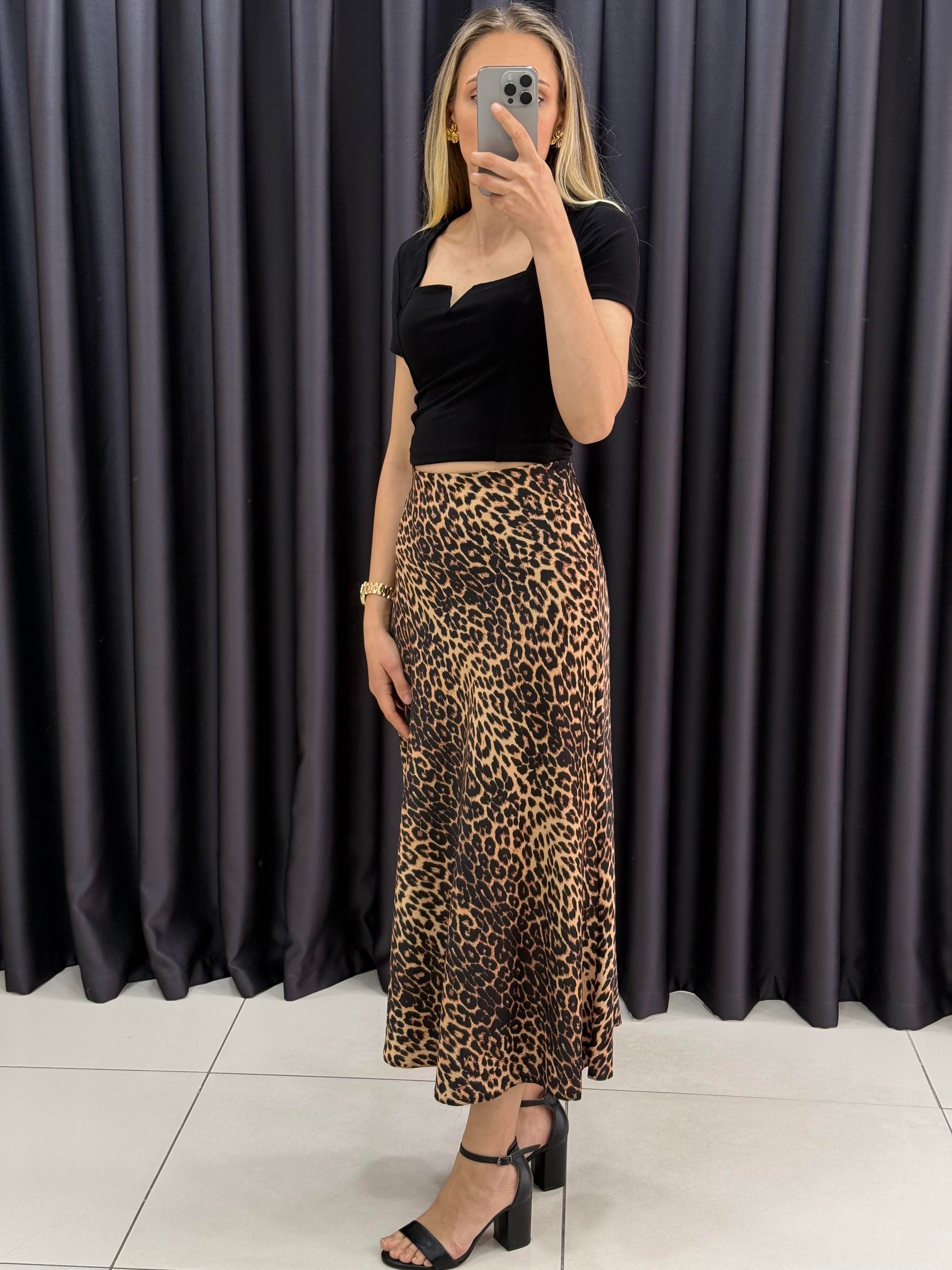 Saten Leopar Etek