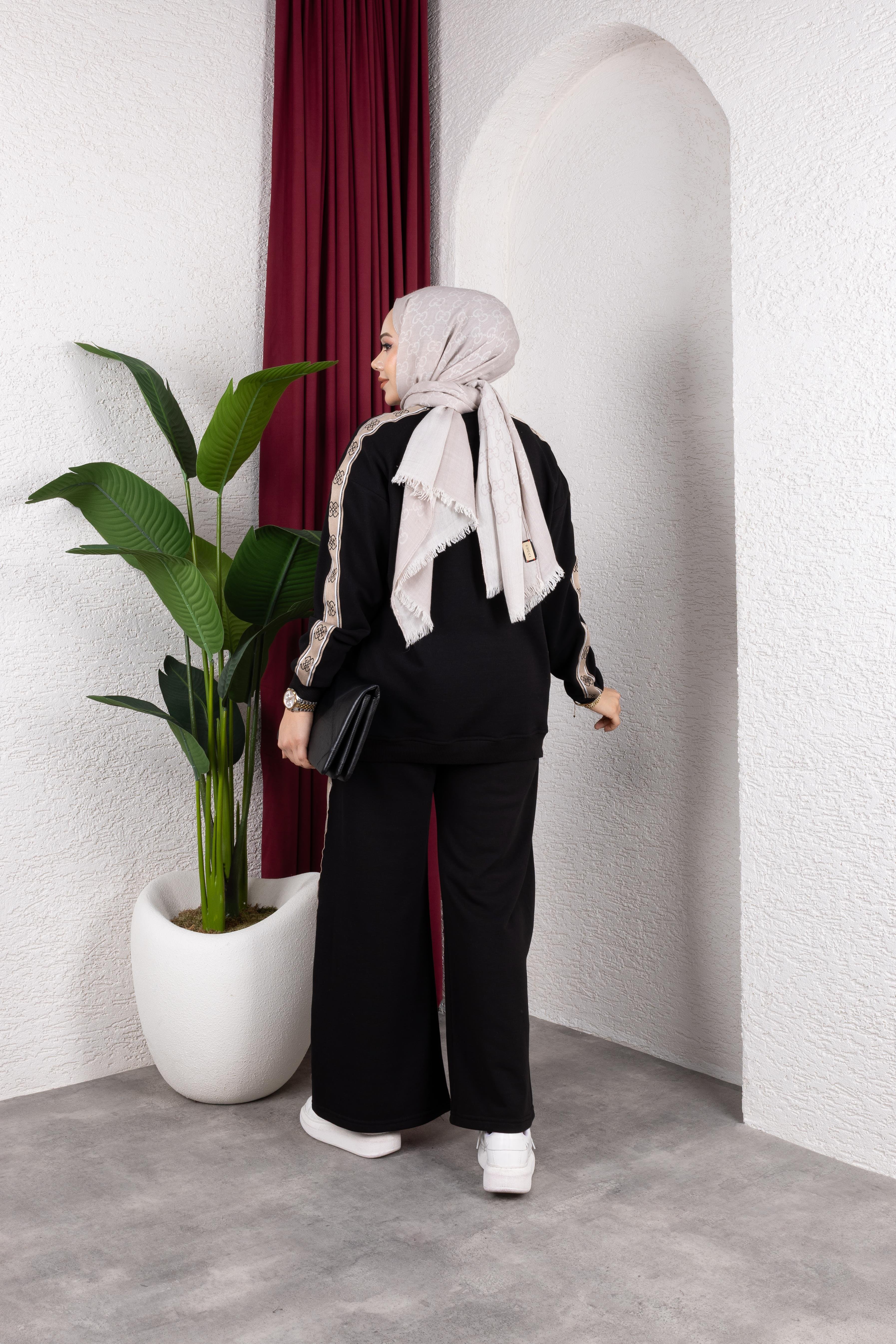 Şeritli Eşofman | Siyah