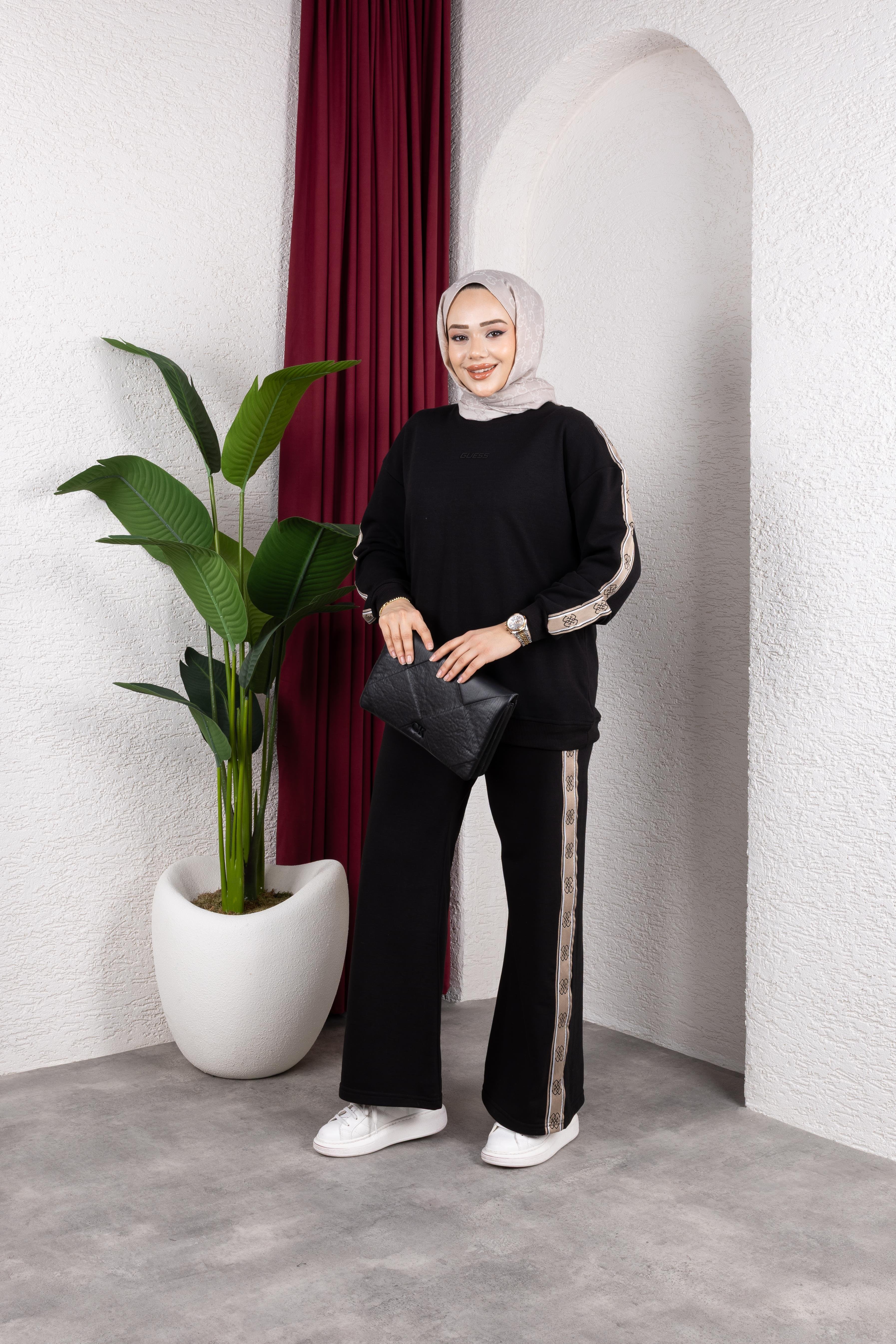 Şeritli Eşofman | Siyah
