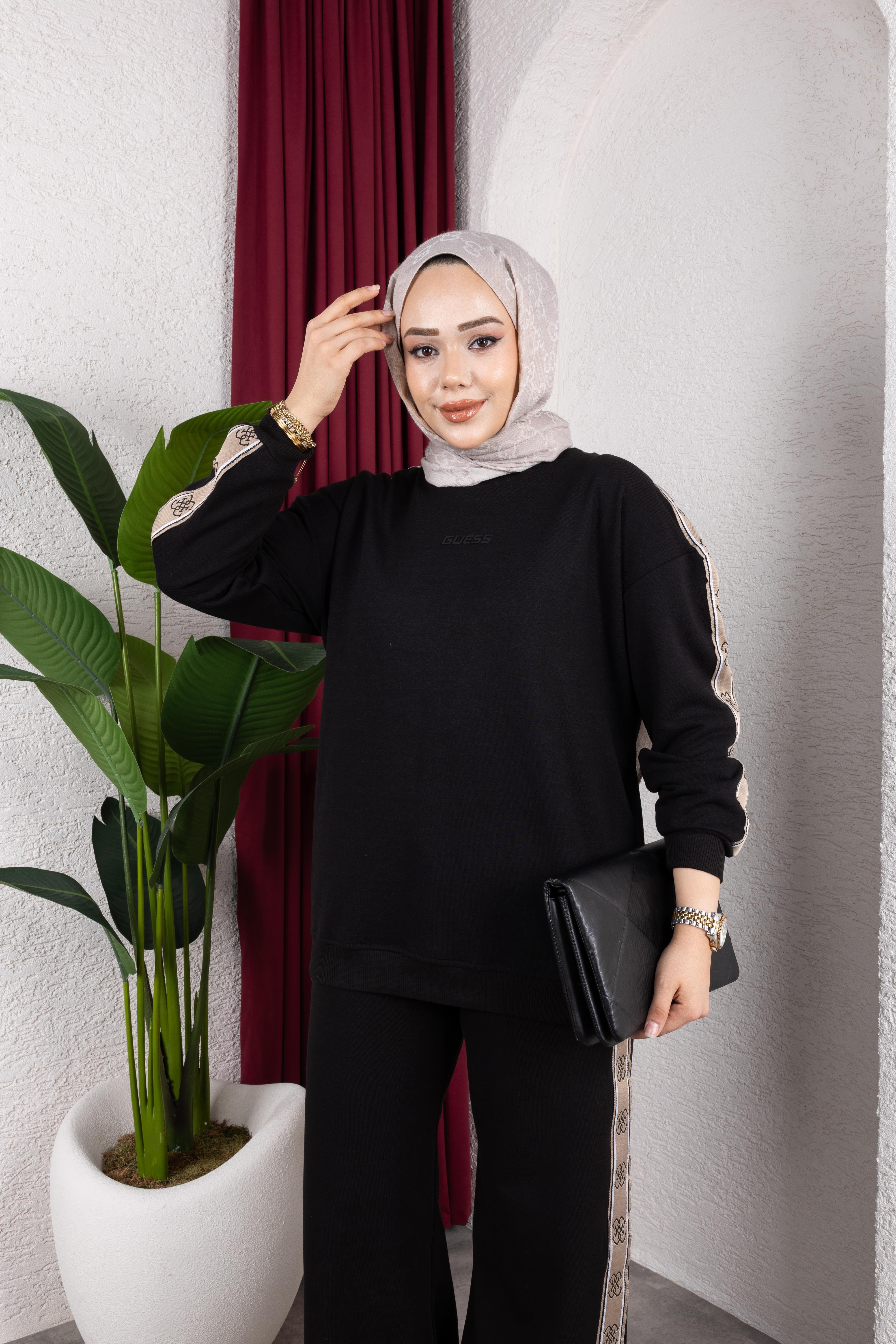 Şeritli Eşofman | Siyah
