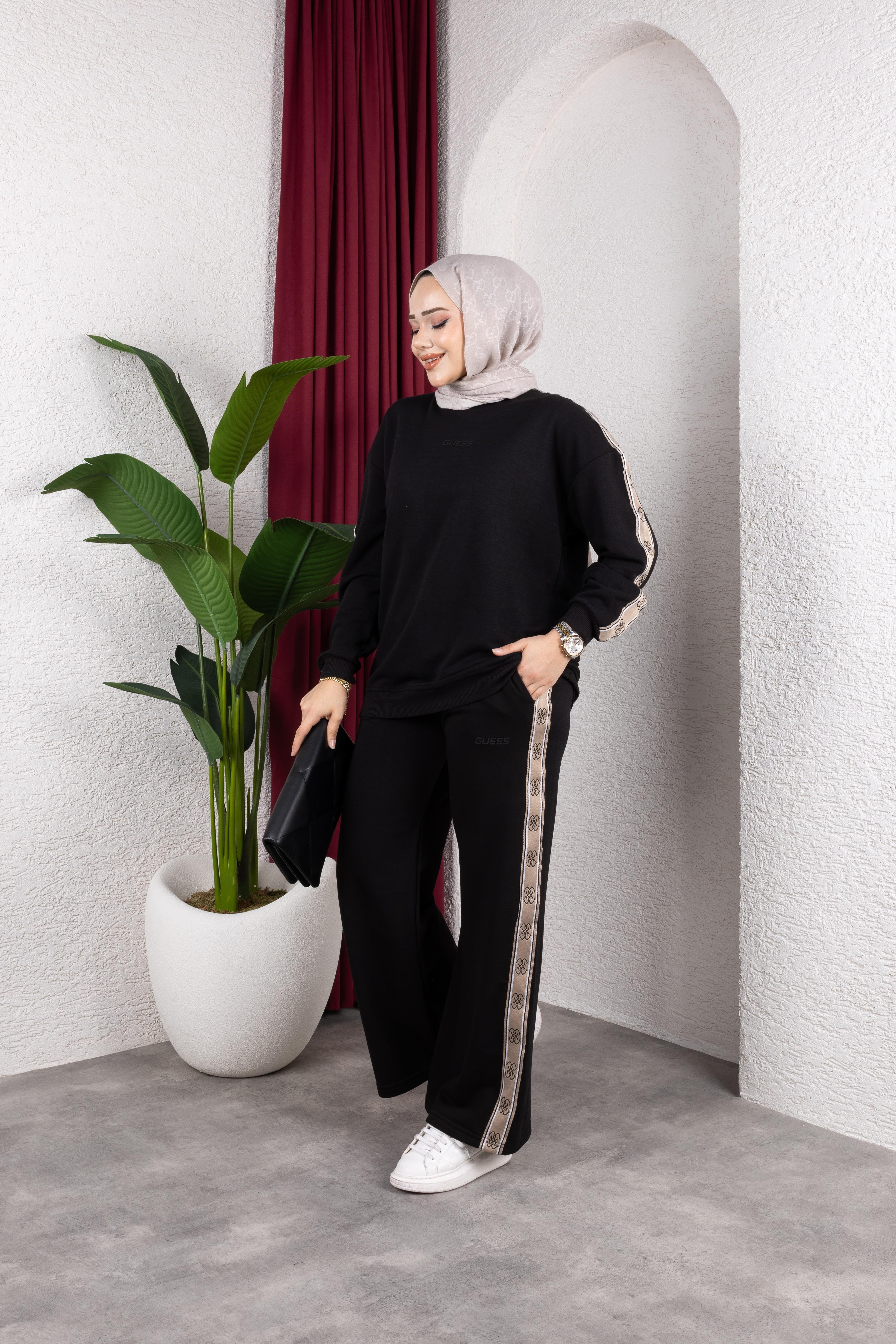 Şeritli Eşofman | Siyah
