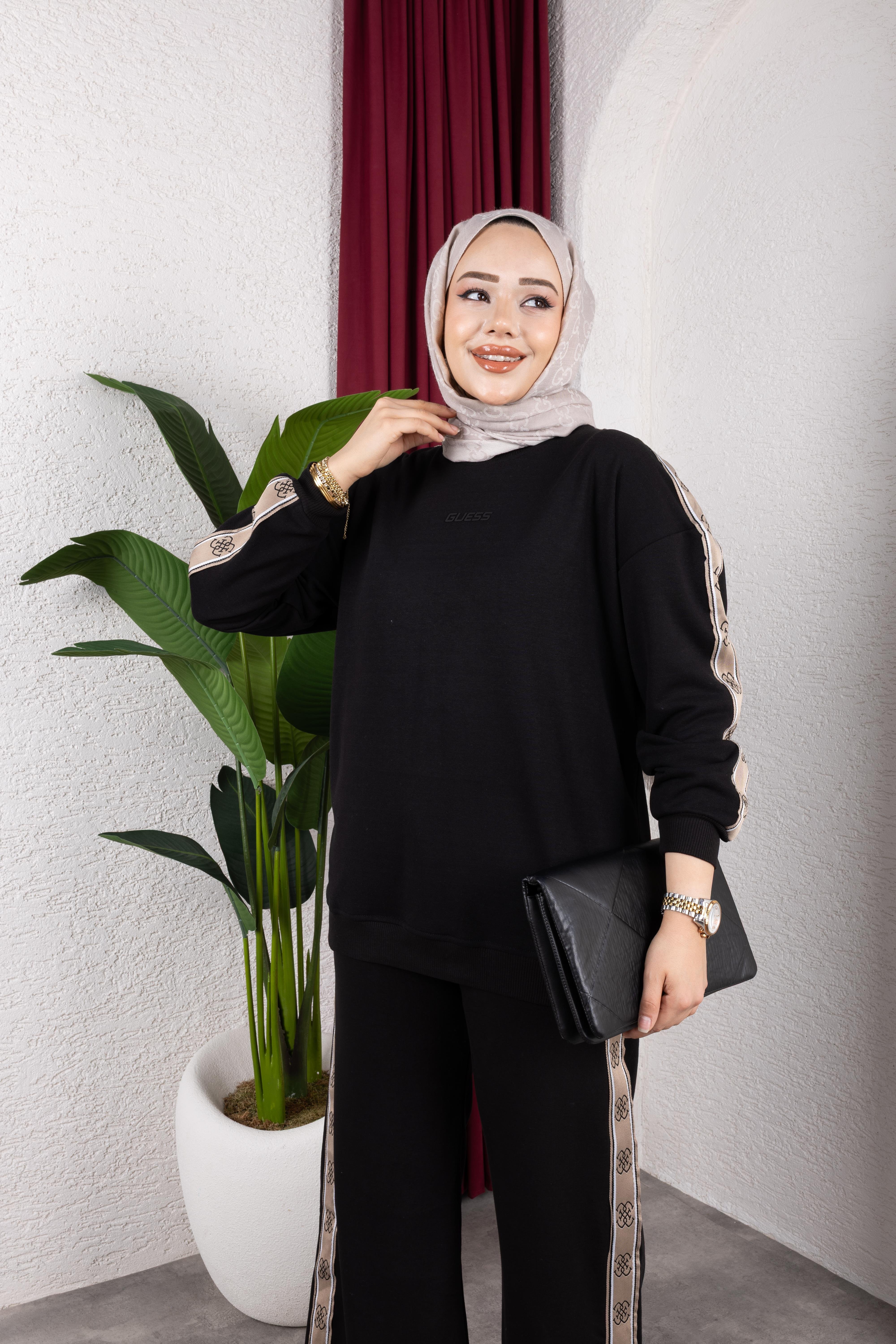 Şeritli Eşofman | Siyah