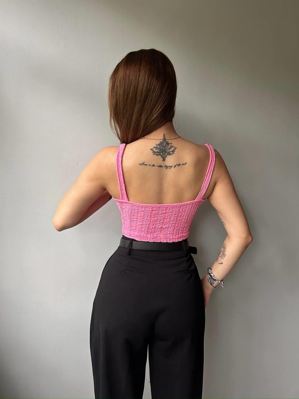 Zincir Askılı Bluz Pembe