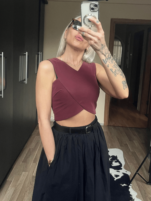 Çapraz Fermuarlı Crop