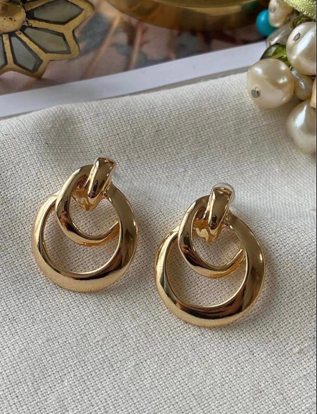 Gold İç İçe Halka Küpe