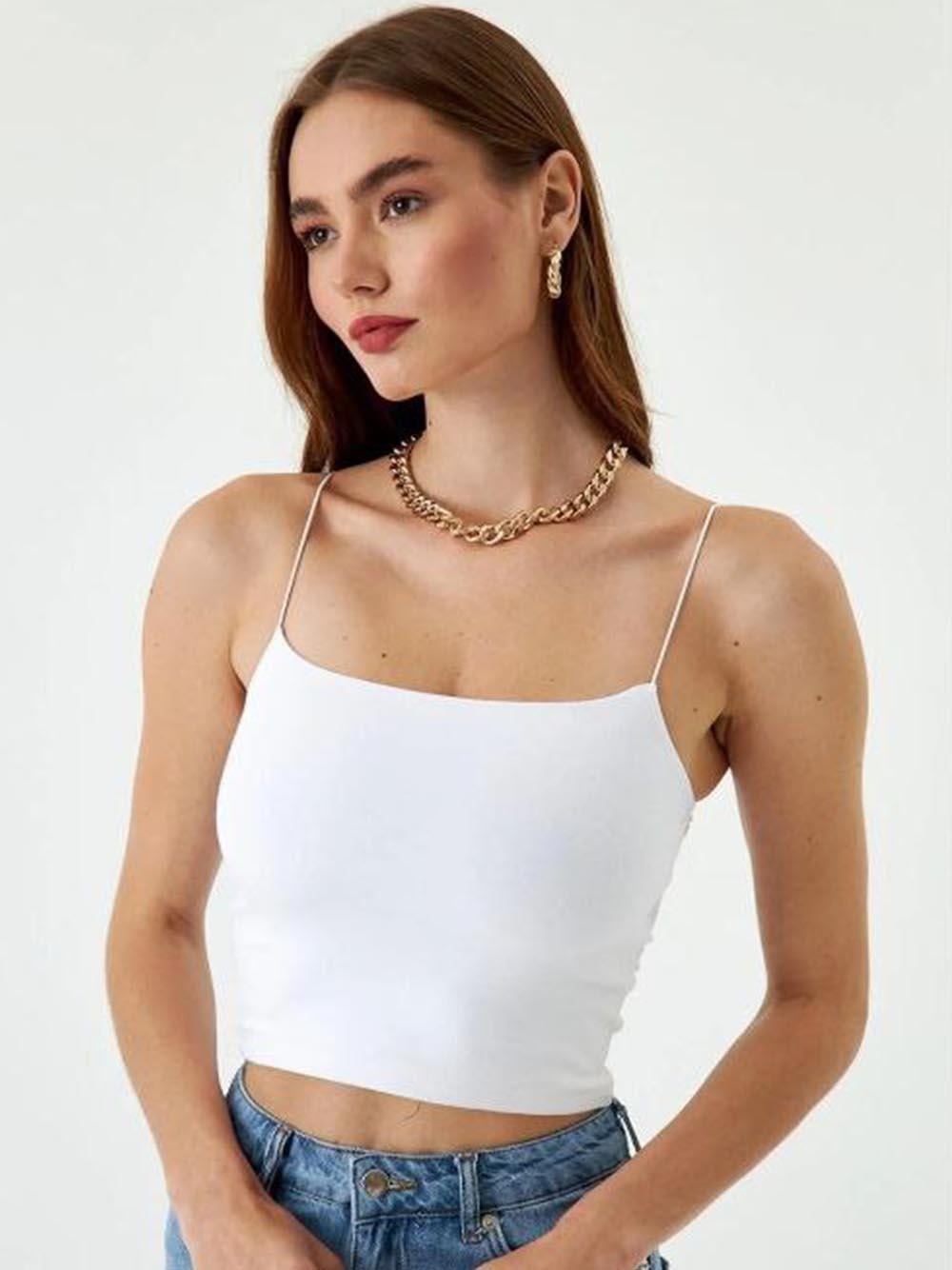 İp Askılı Beyaz Crop