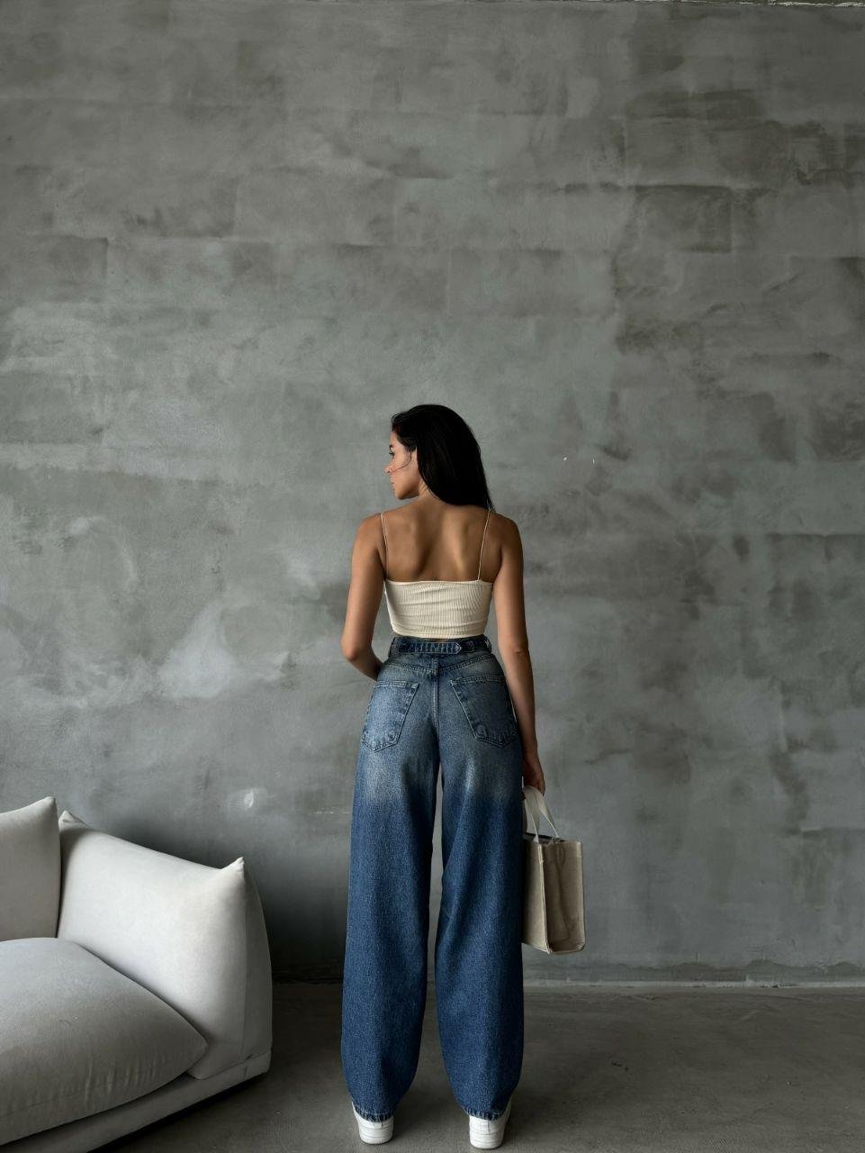 Kemer Detaylı Baggy Jean