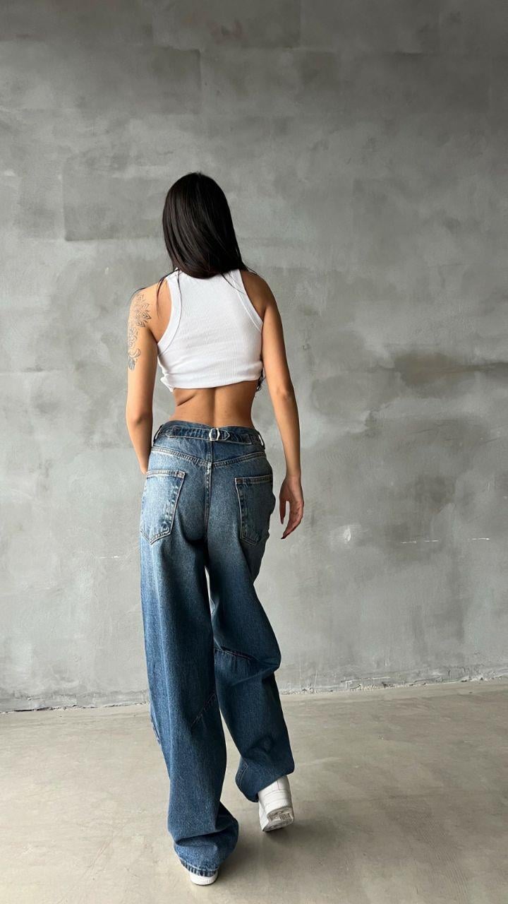 Kemer Detaylı Baggy Jean