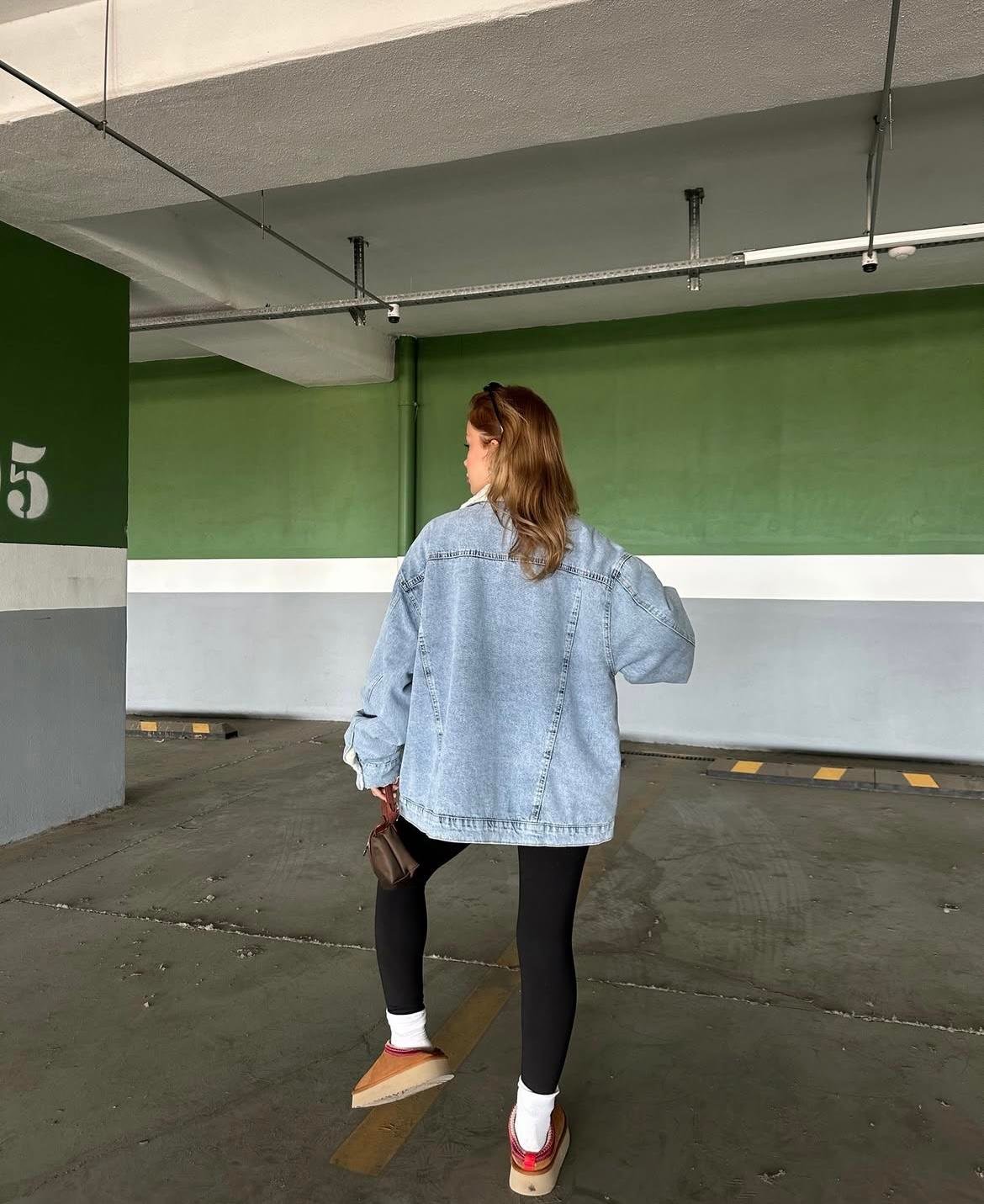 Kürklü Açık Kar Yıkama Boyfriend Ceket