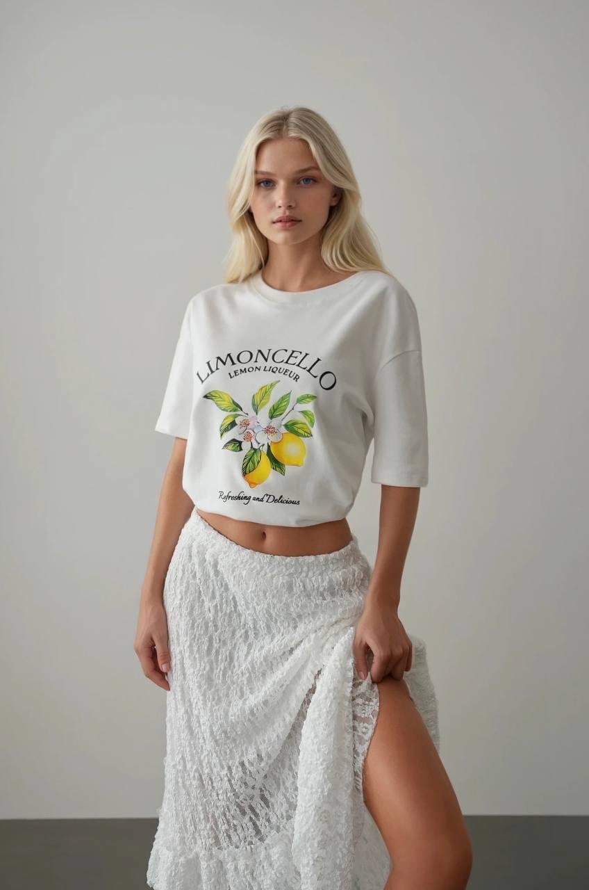 Limoncello Baskılı Oversize T-shirt