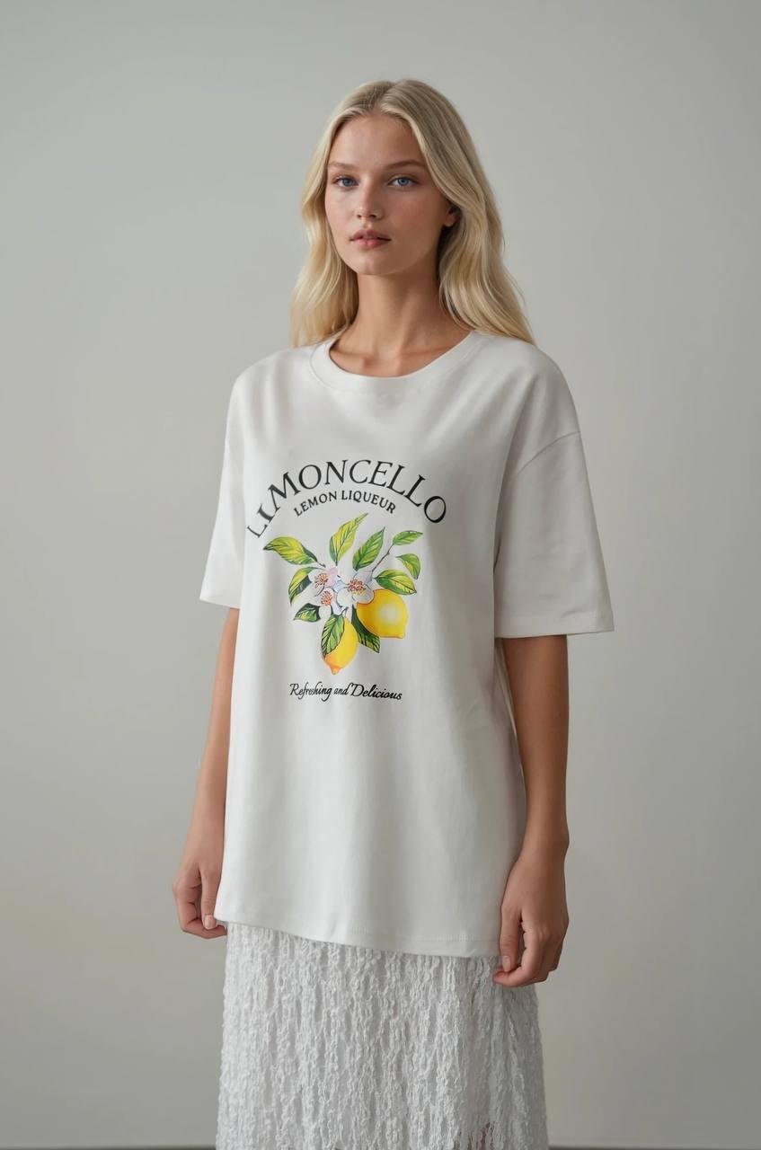Limoncello Baskılı Oversize T-shirt