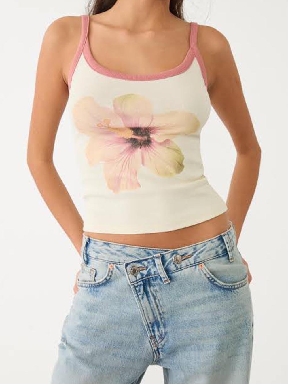 Marka Muadili Hibiskus Desenli Krem  Atlet