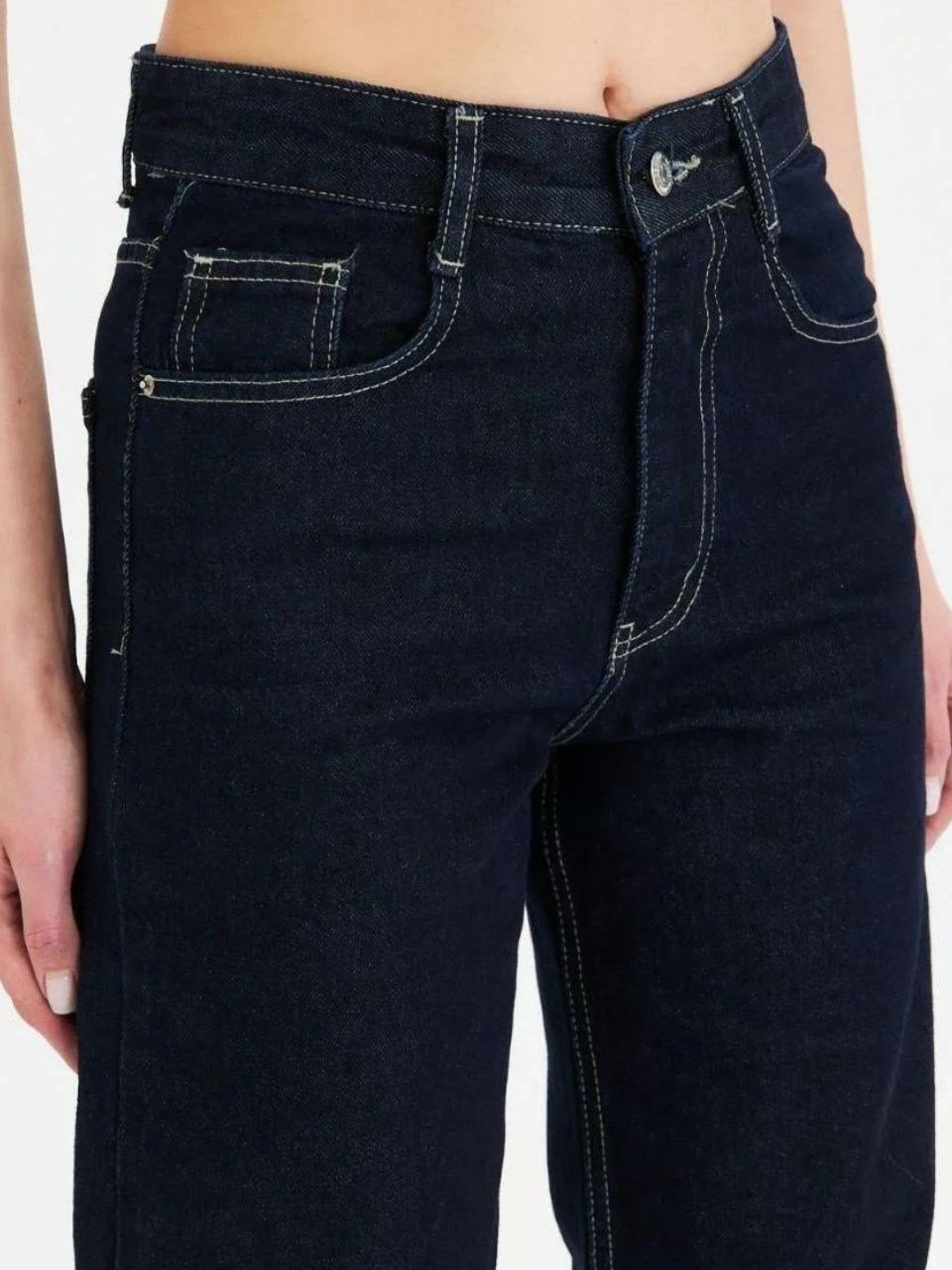 Raw Yıkama Straight Jean Pantolon