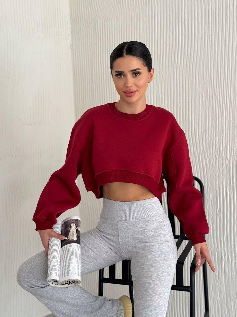 Şardonlu Crop Sweatshirt