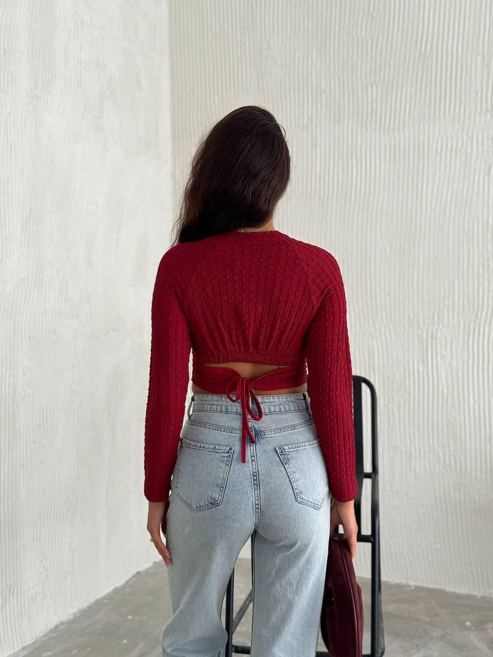 Sırt Detaylı Bağlamalı Crop