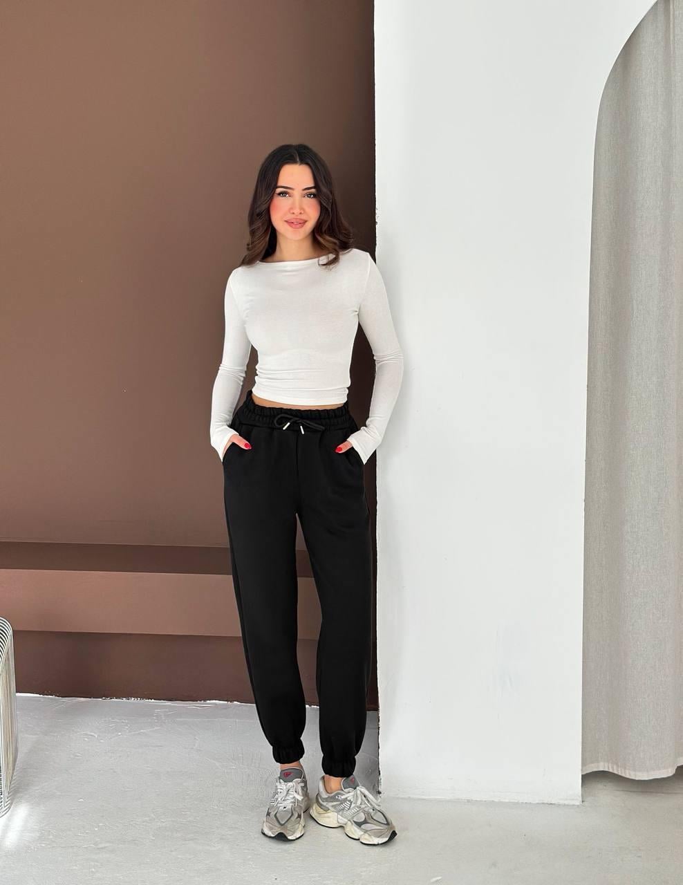 Siyah Şardonlu Jogger Eşofman Altı