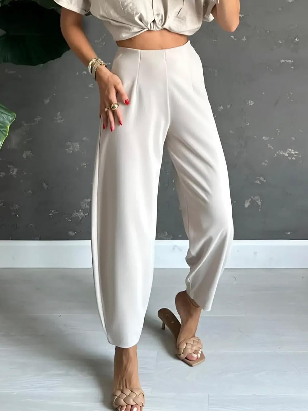 Taş Beli Lastikli Full Likralı Balon Pantolon