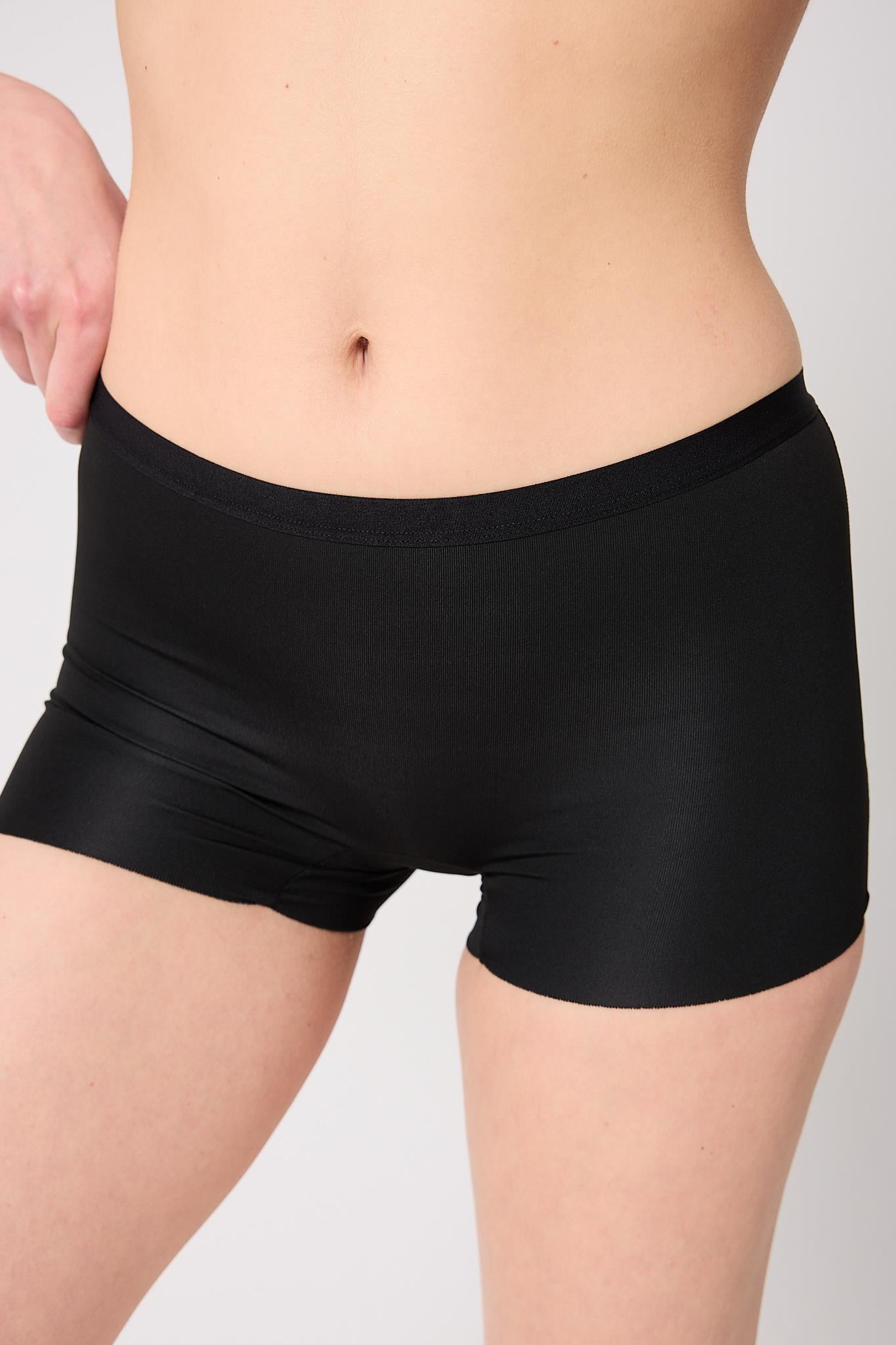 Kadın Basic Dikişsiz Lazer Kesim Siyah Boxer Külot