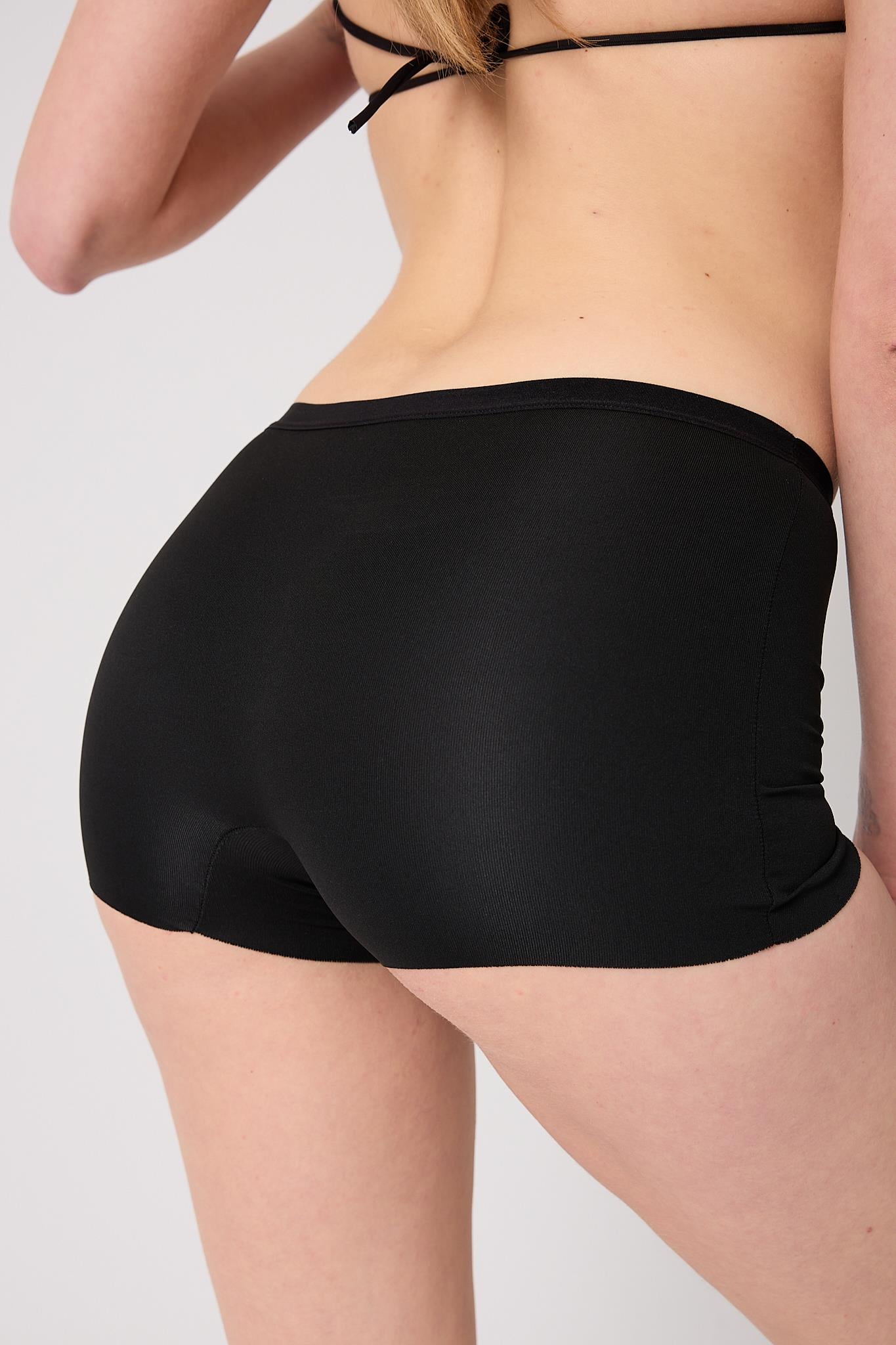 Kadın Basic Dikişsiz Lazer Kesim Siyah Boxer Külot